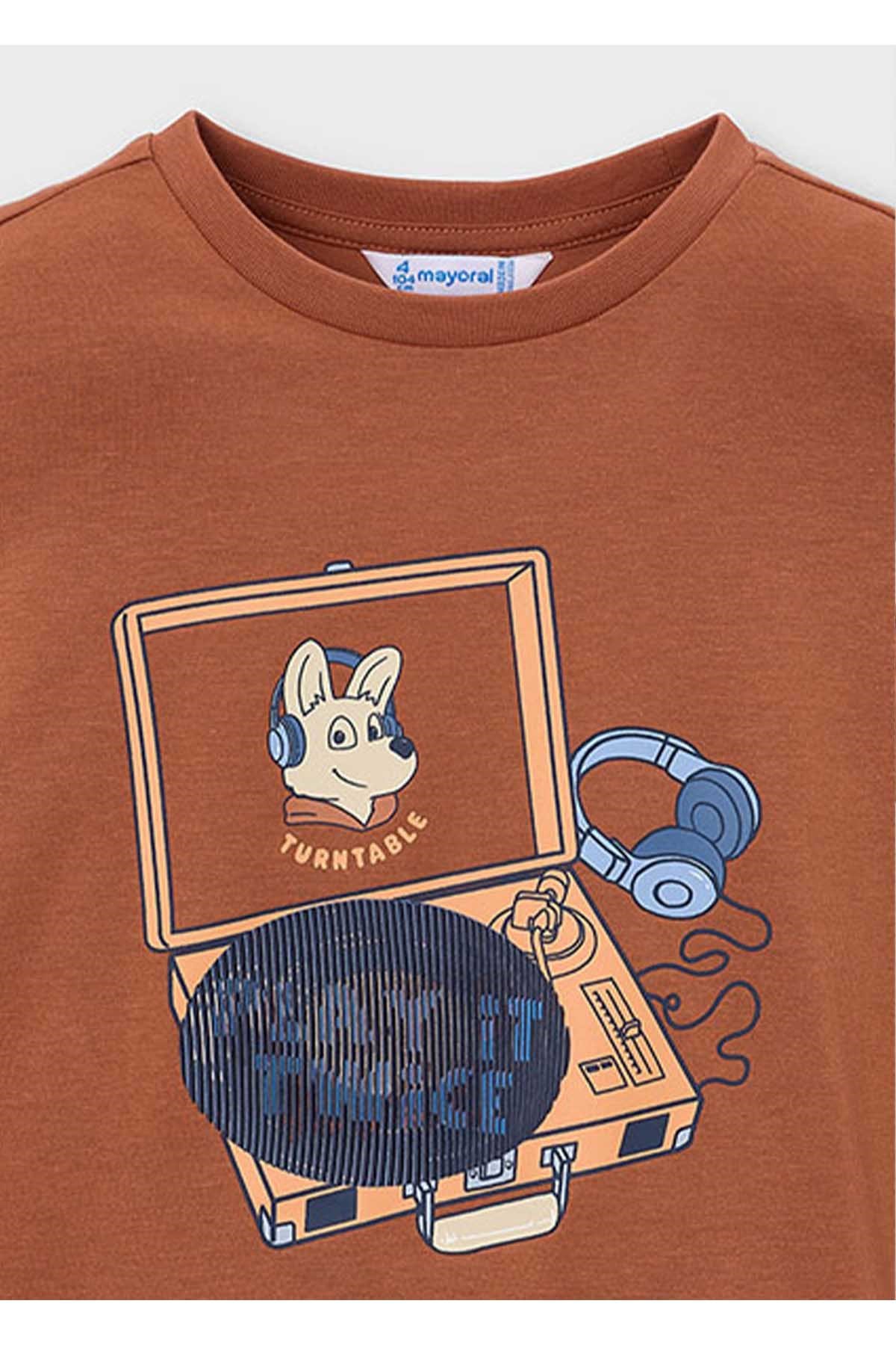 Mayoral Kış Sezon Erkek Çocuk Uzun Kol Baskılı Tshirt - Kiremit