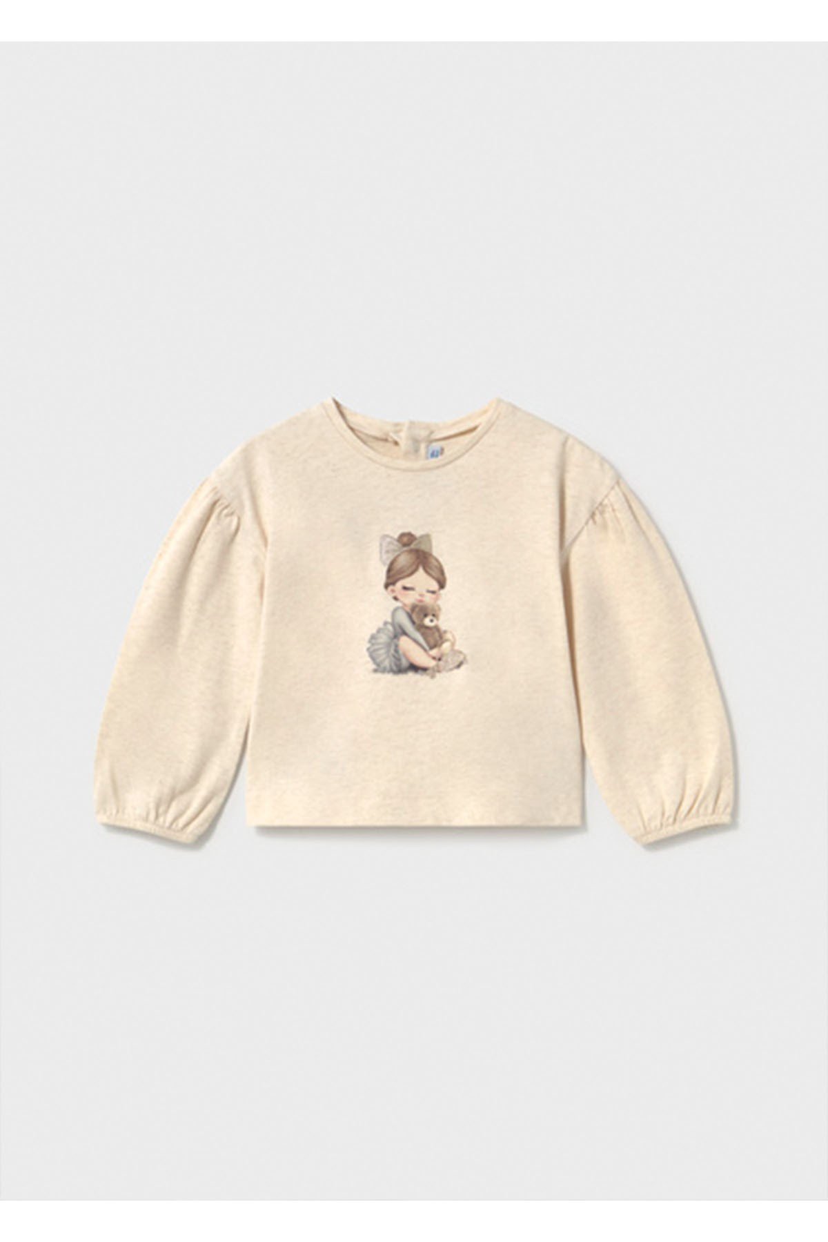 Mayoral Kış Sezon Kız Bebek Uzun Kol Baskılı Tshirt - Krem