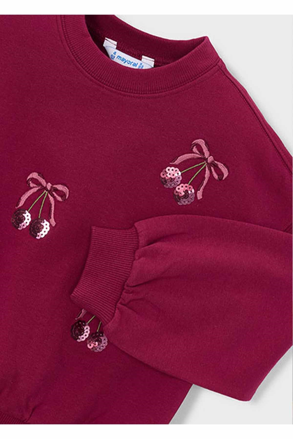 Mayoral Kış Sezon Kız Çocuk Kiraz İşlemeli Sweat - Bordo