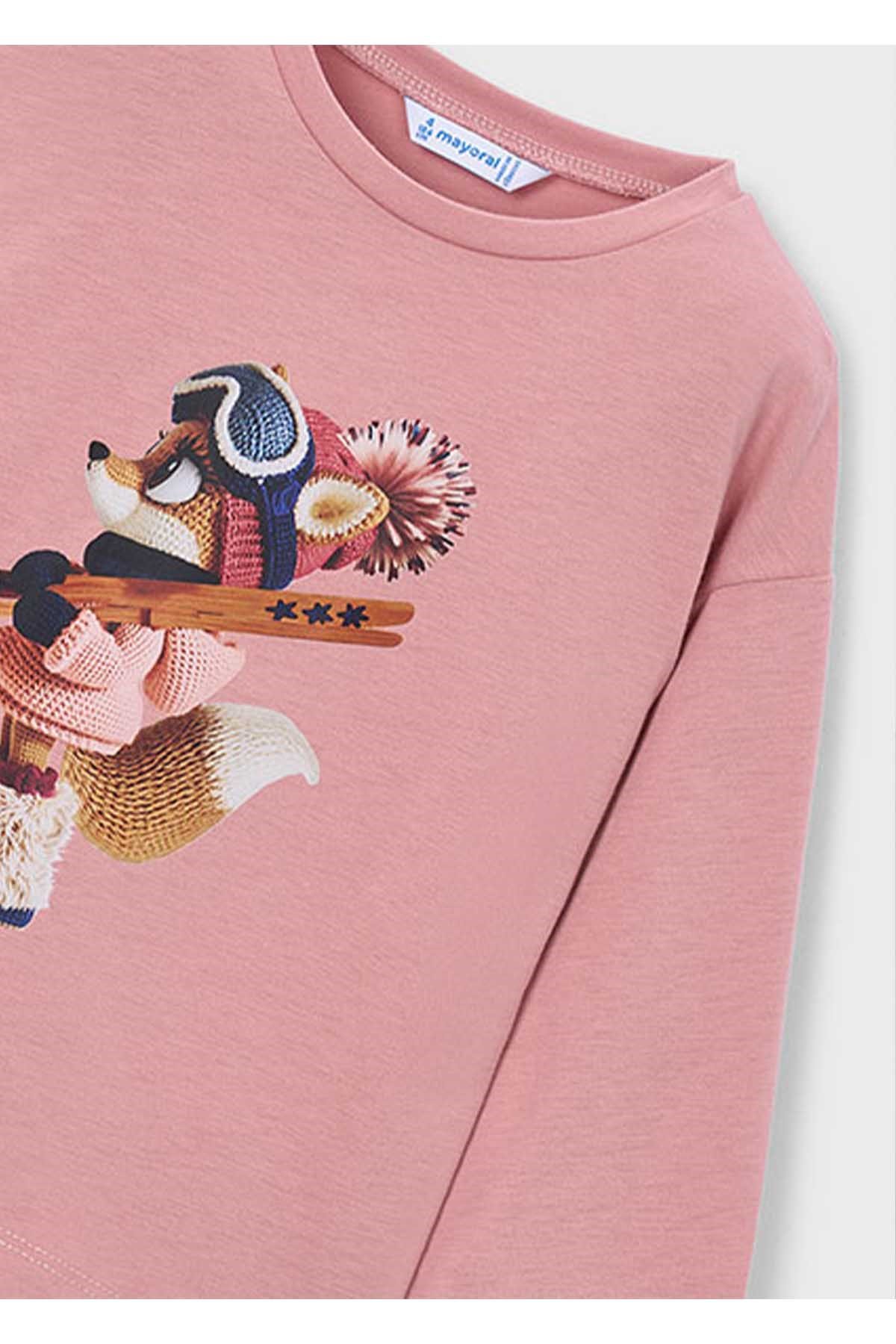 Mayoral Kış Sezon Kız Çocuk Uzun Kol Baskılı Tshirt - Pembe