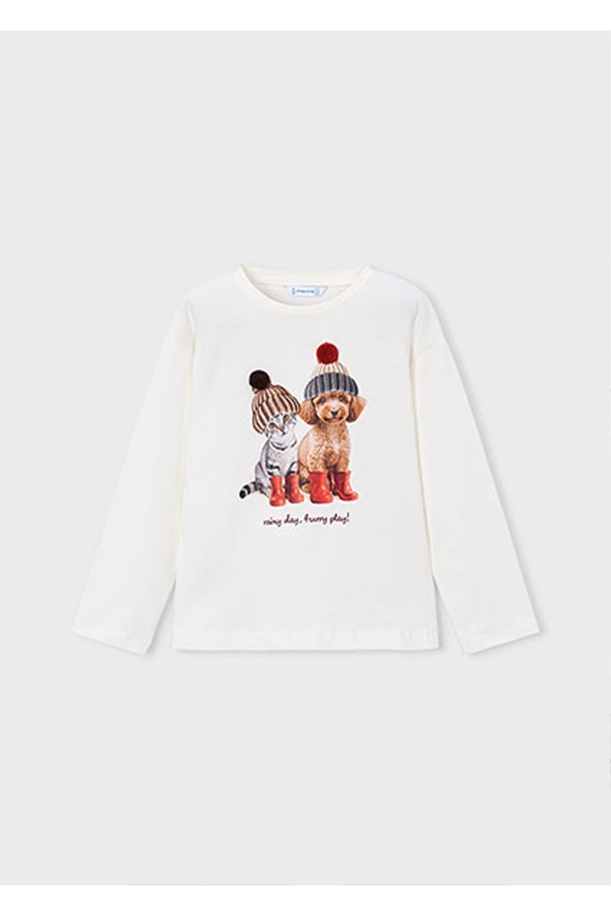 Mayoral Kış Sezon Kız Çocuk Uzun Kol Tshirt - Krem