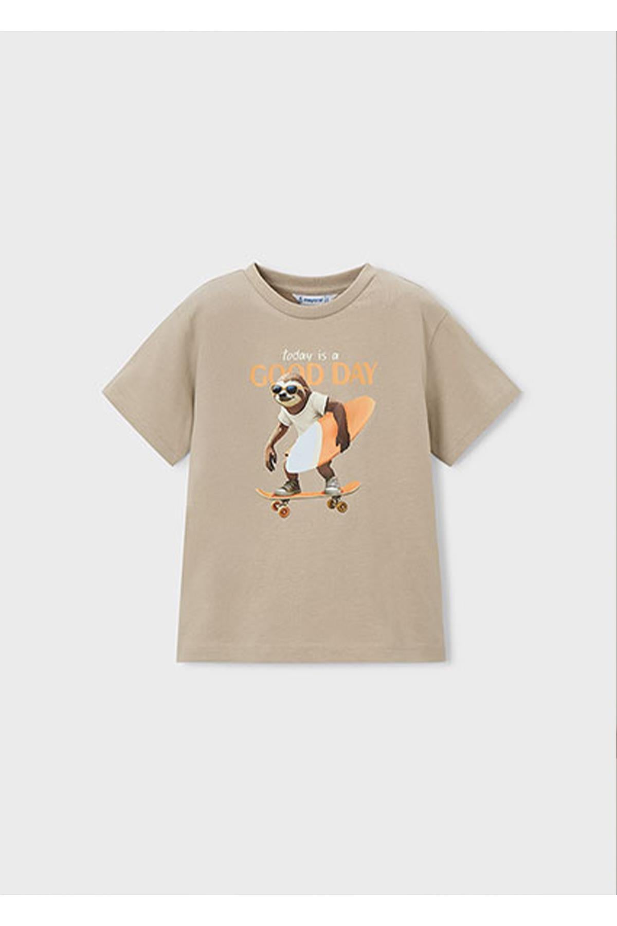 Mayoral Yazlık Erkek Çocuk Baskılı Tshirt Set - Kahve