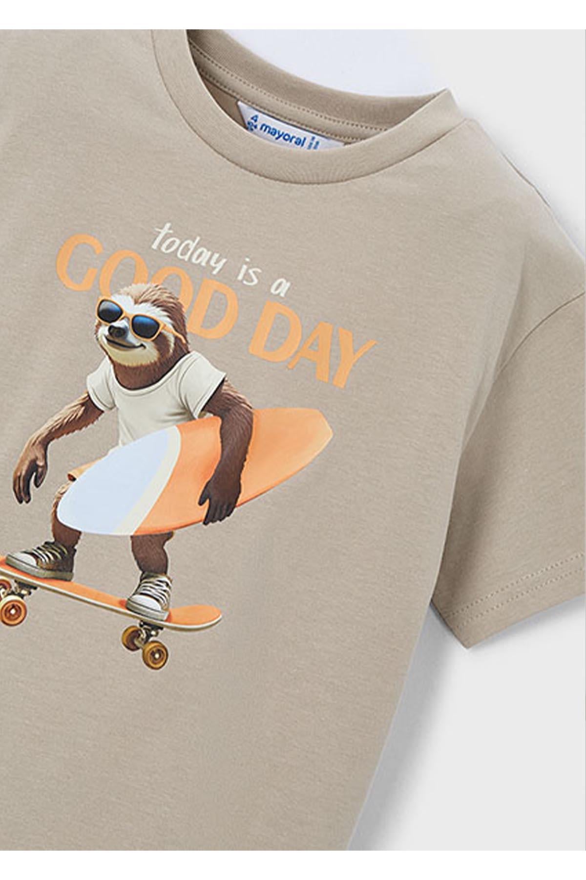 Mayoral Yazlık Erkek Çocuk Baskılı Tshirt Set - Kahve