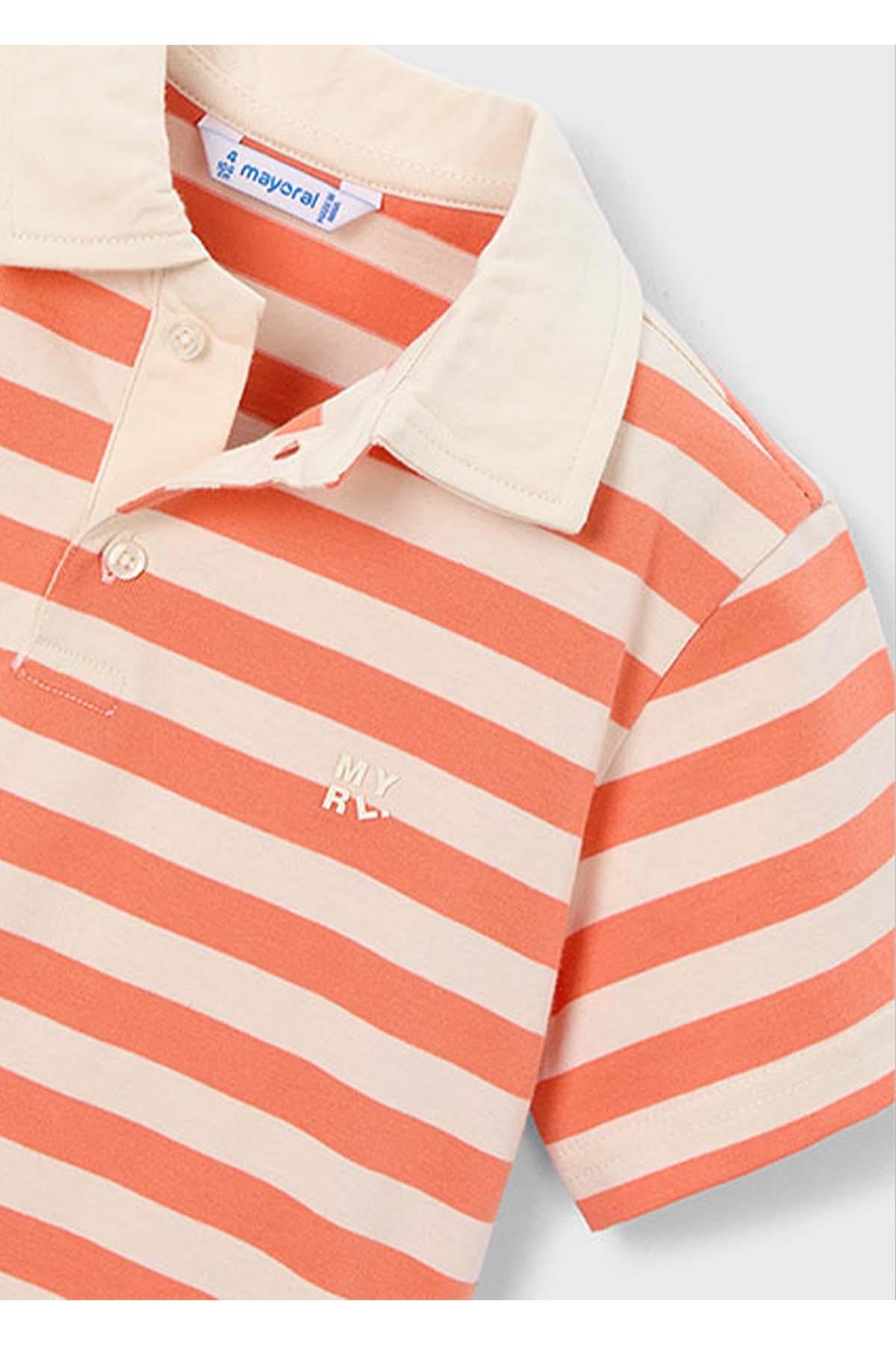 Mayoral Yazlık Erkek Çocuk Polo Yaka Çizgili Tshirt - Turuncu