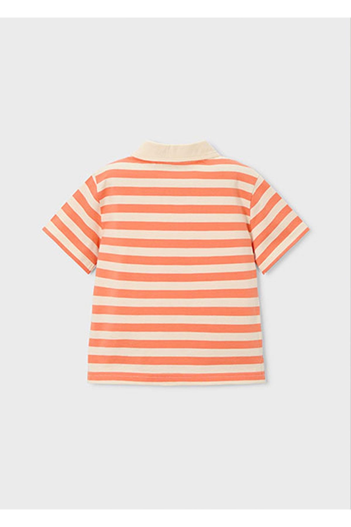 Mayoral Yazlık Erkek Çocuk Polo Yaka Çizgili Tshirt - Turuncu
