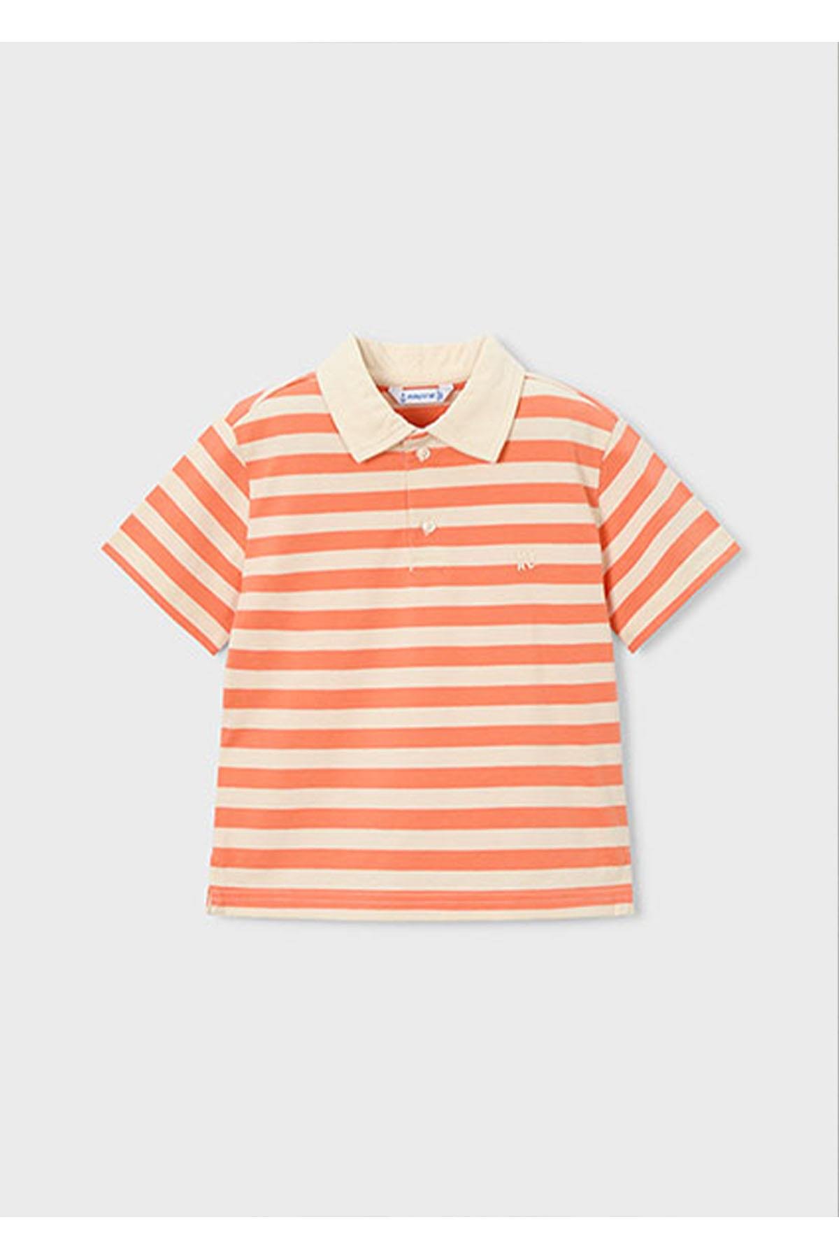 Mayoral Yazlık Erkek Çocuk Polo Yaka Çizgili Tshirt - Turuncu