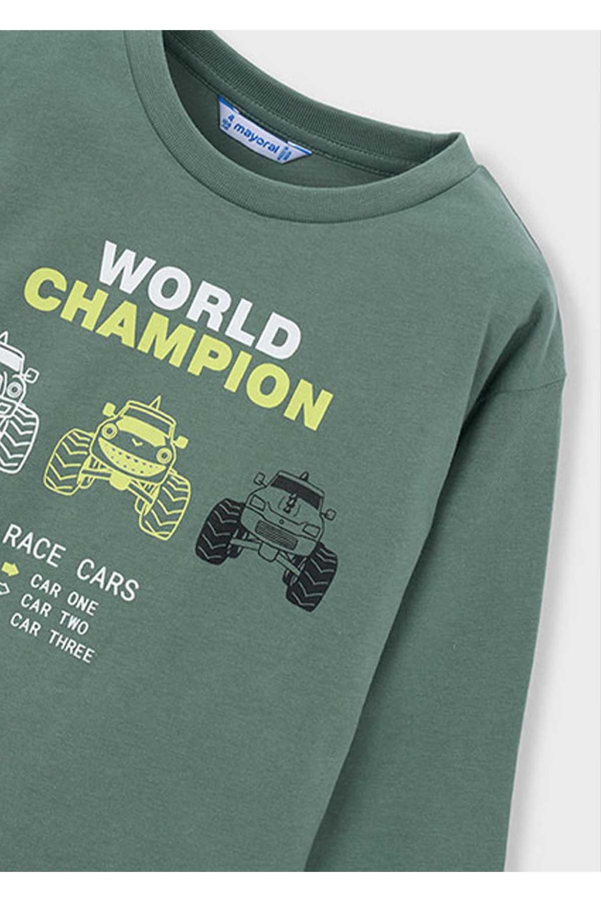 Mayoral Yazlık Erkek Çocuk Uzun Kol Baskılı Tshirt - Yeşil