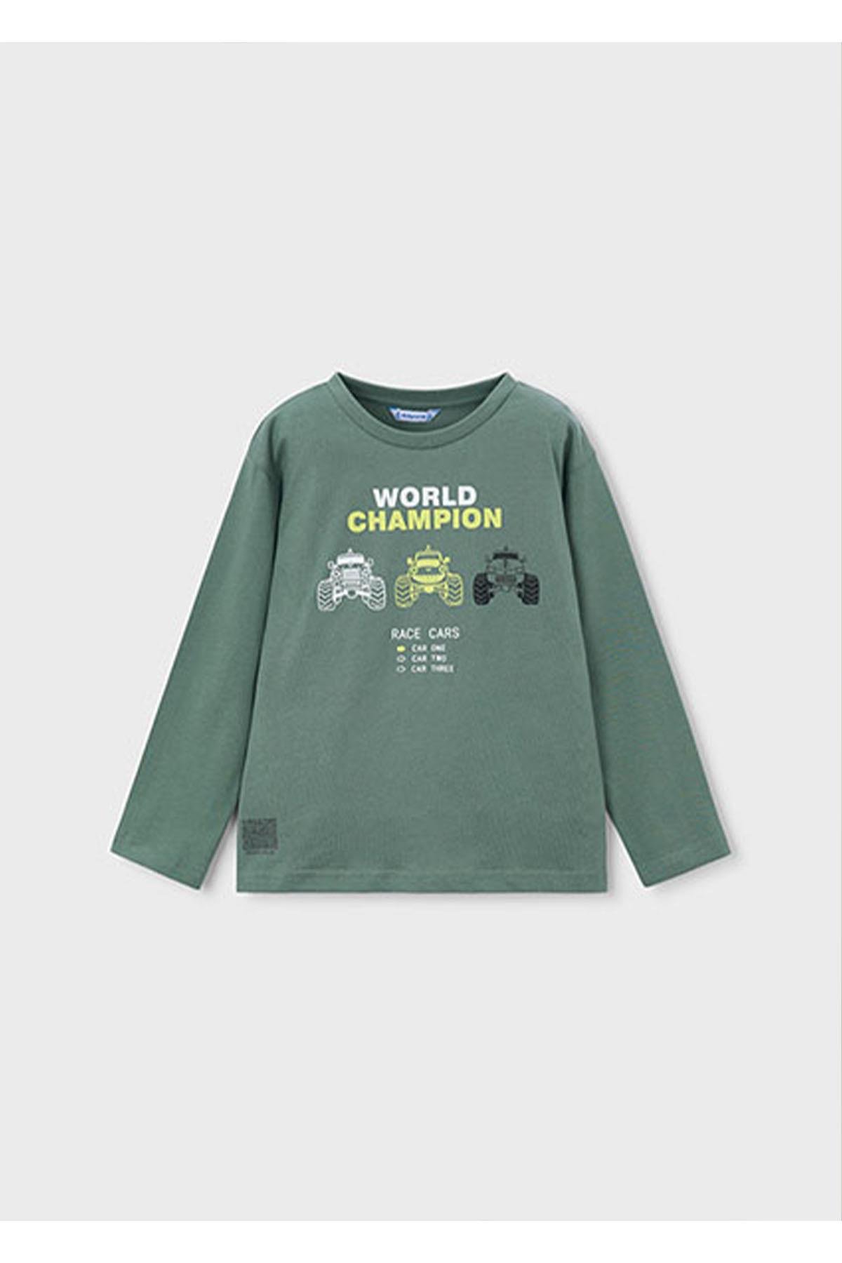Mayoral Yazlık Erkek Çocuk Uzun Kol Baskılı Tshirt - Yeşil