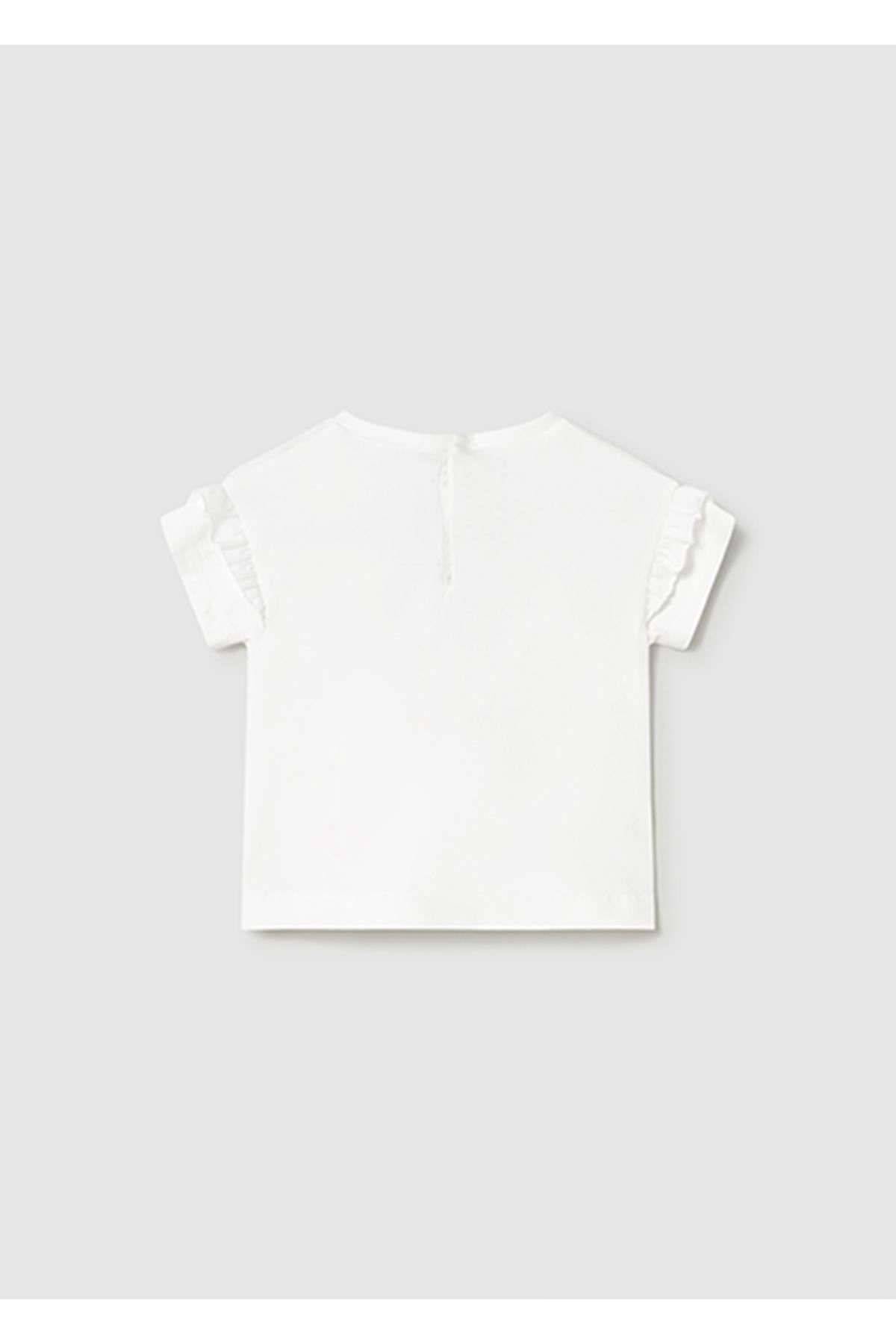 Mayoral Yazlık Kız Bebek Baskılı Tshirt - Ekru