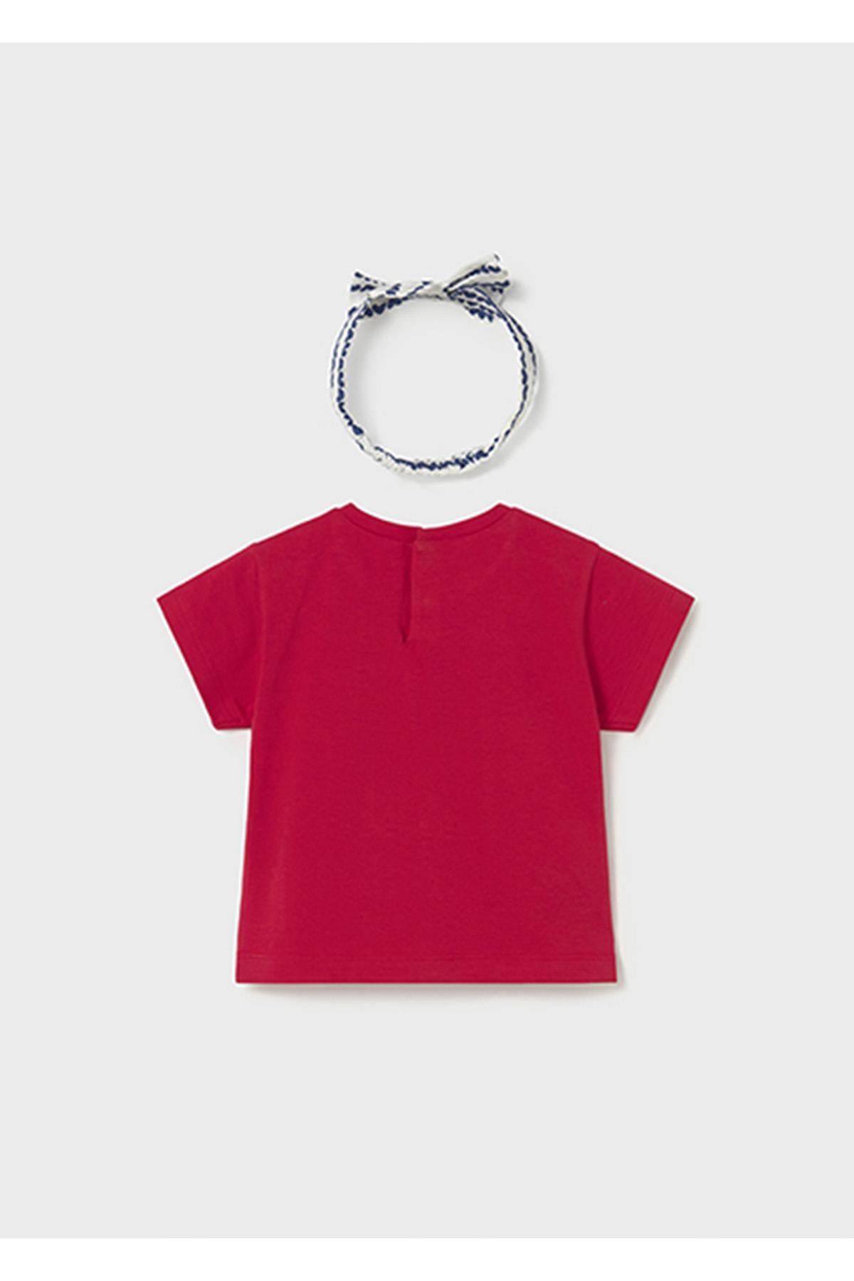 Mayoral Yazlık Kız Bebek Saç Bandanalı Tshirt - Kırmızı