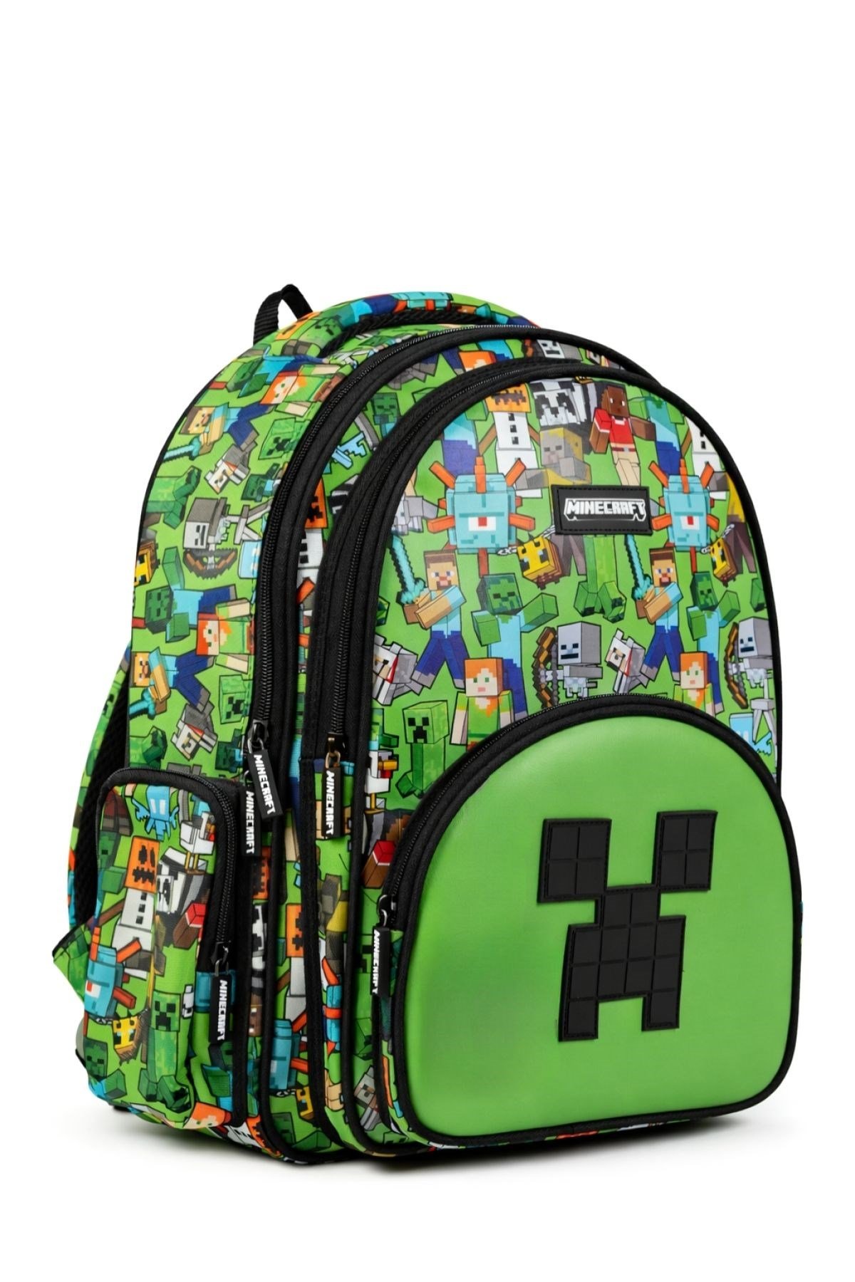 Minecraft Lisanslı Creeper Desenli 3 Bölmeli Okul Çantası