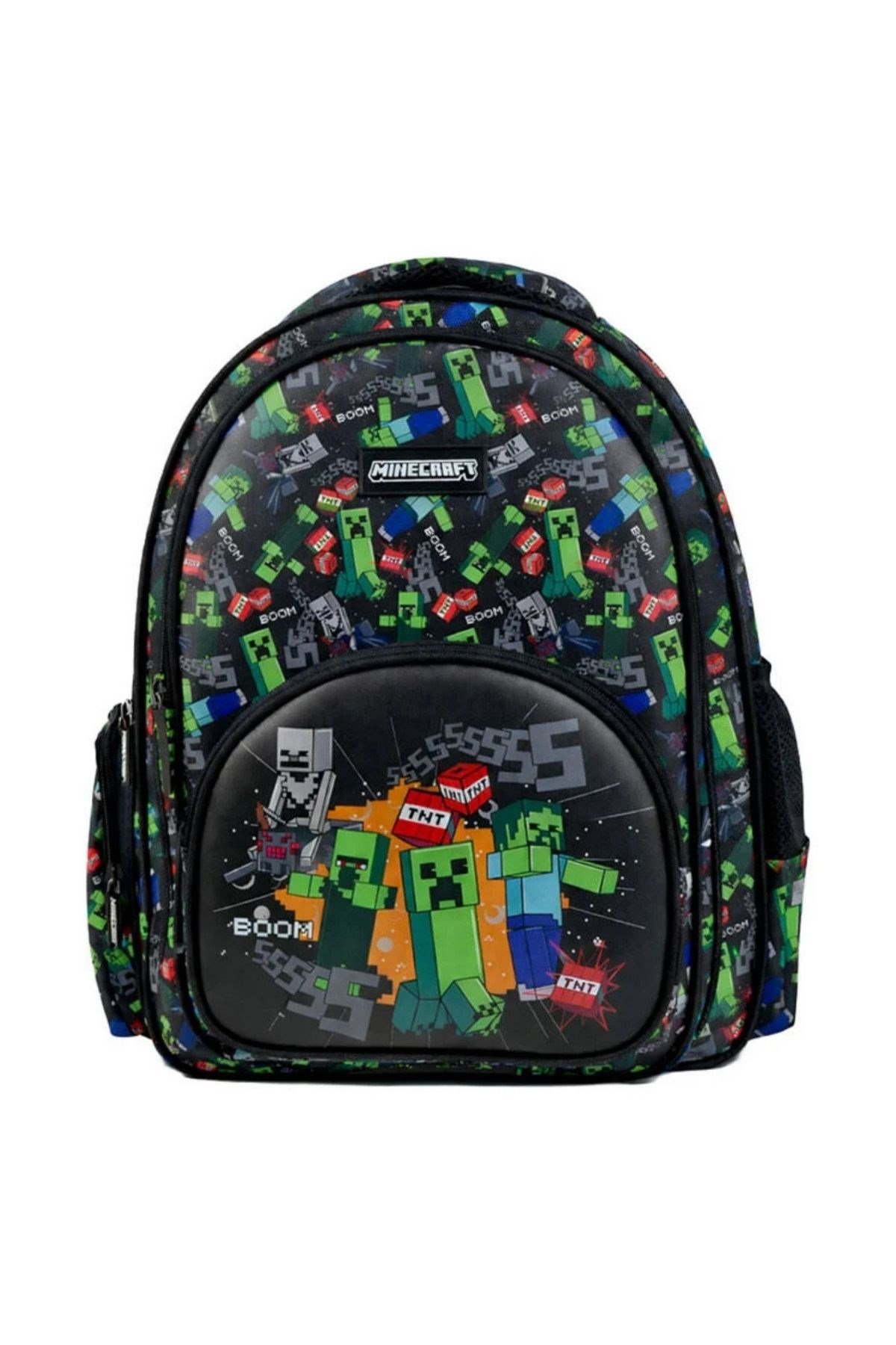 Minecraft Lisanslı Creeper Desenli 3 Bölmeli Okul Sırt Çantası
