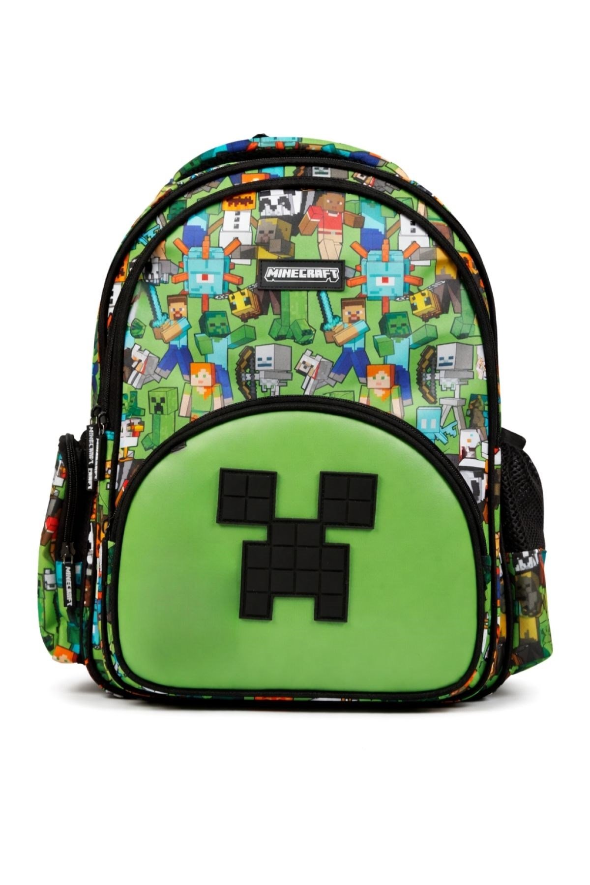 Minecraft Lisanslı Creeper Desenli 3 Bölmeli Okul Çantası
