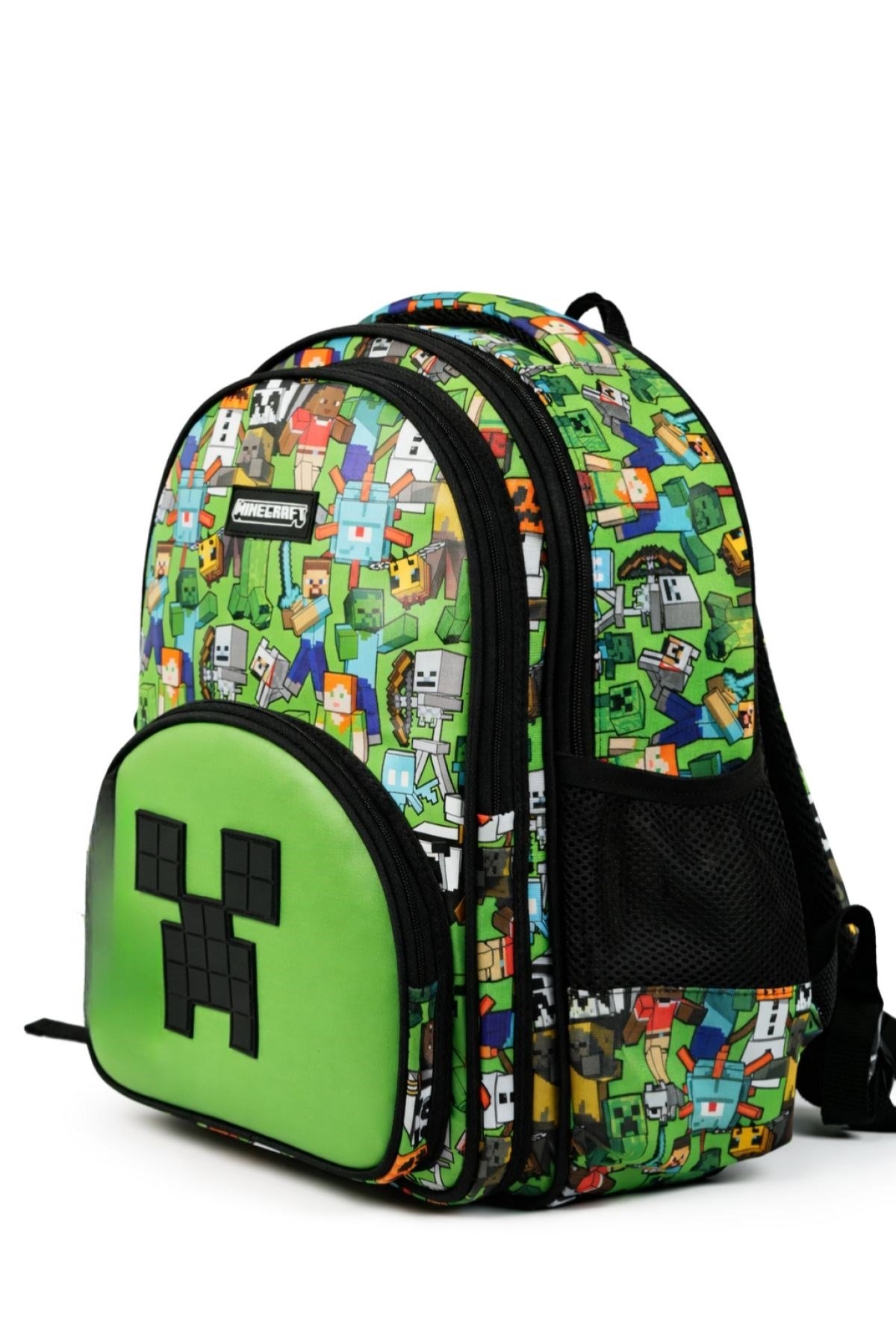 Minecraft Lisanslı Creeper Desenli 3 Bölmeli Okul Çantası