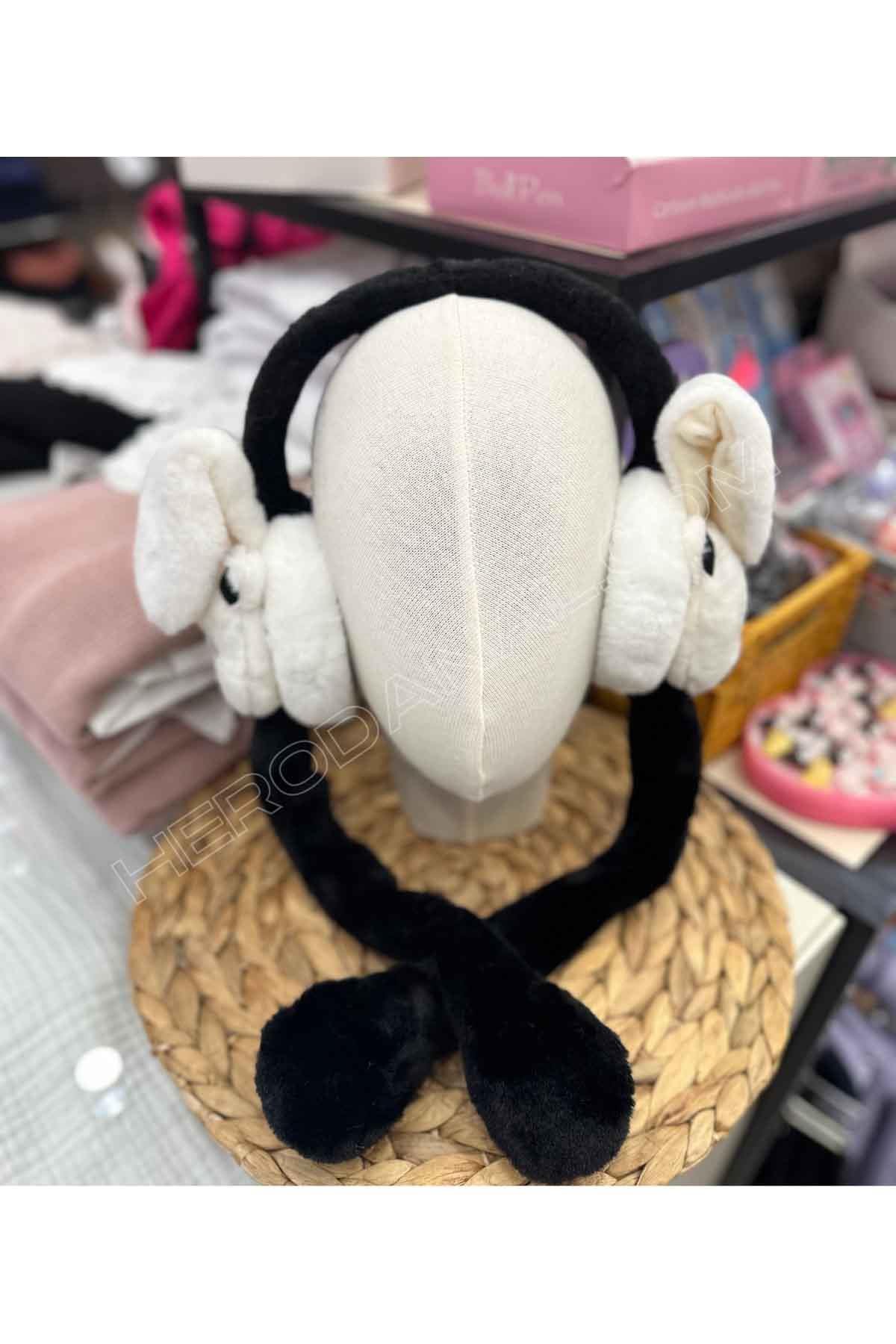 Panda Oynar Sesli Peluş Kulaklık - Siyah Taç