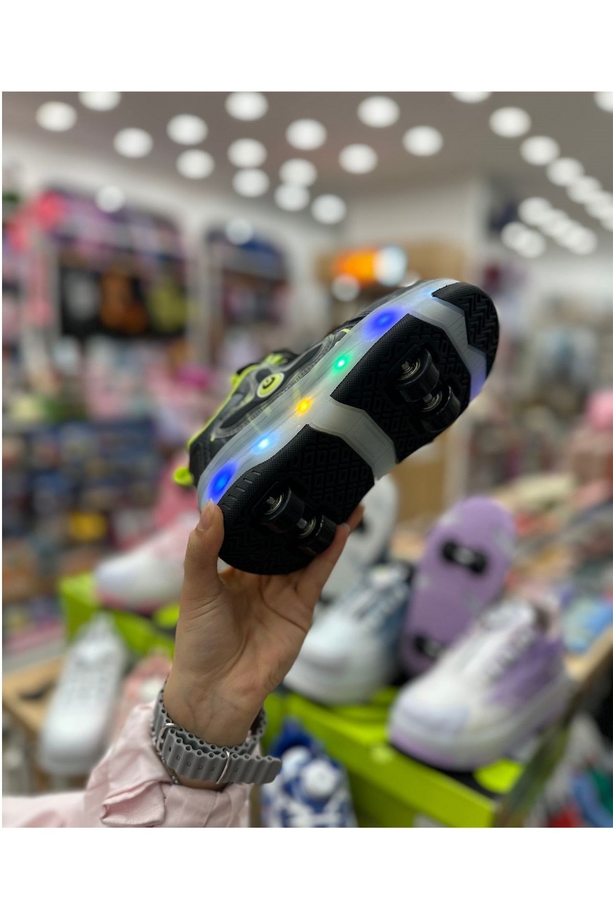 Patenli Çocuk Spor Ayakkabı Model 2 - Neyon - Siyah