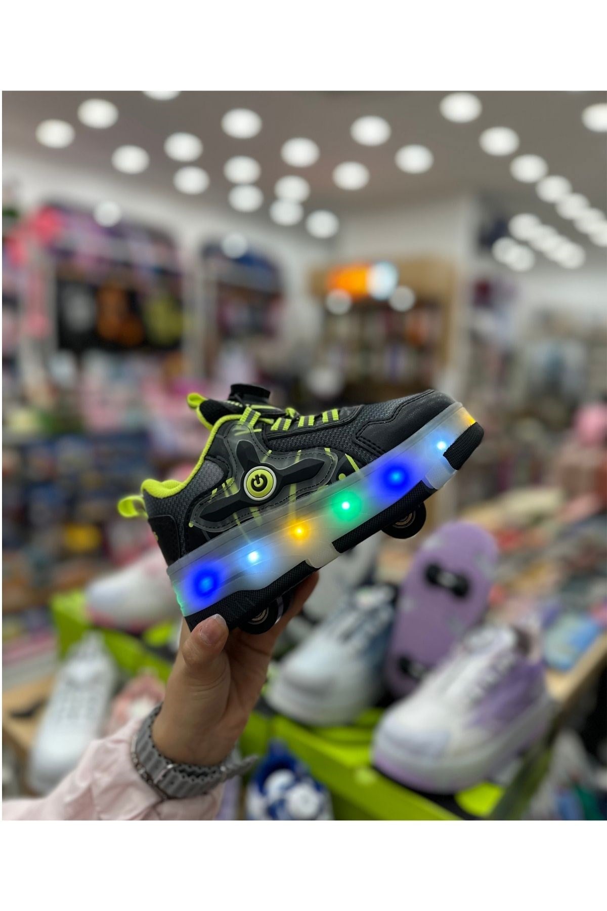 Patenli Çocuk Spor Ayakkabı Model 2 - Neyon - Siyah