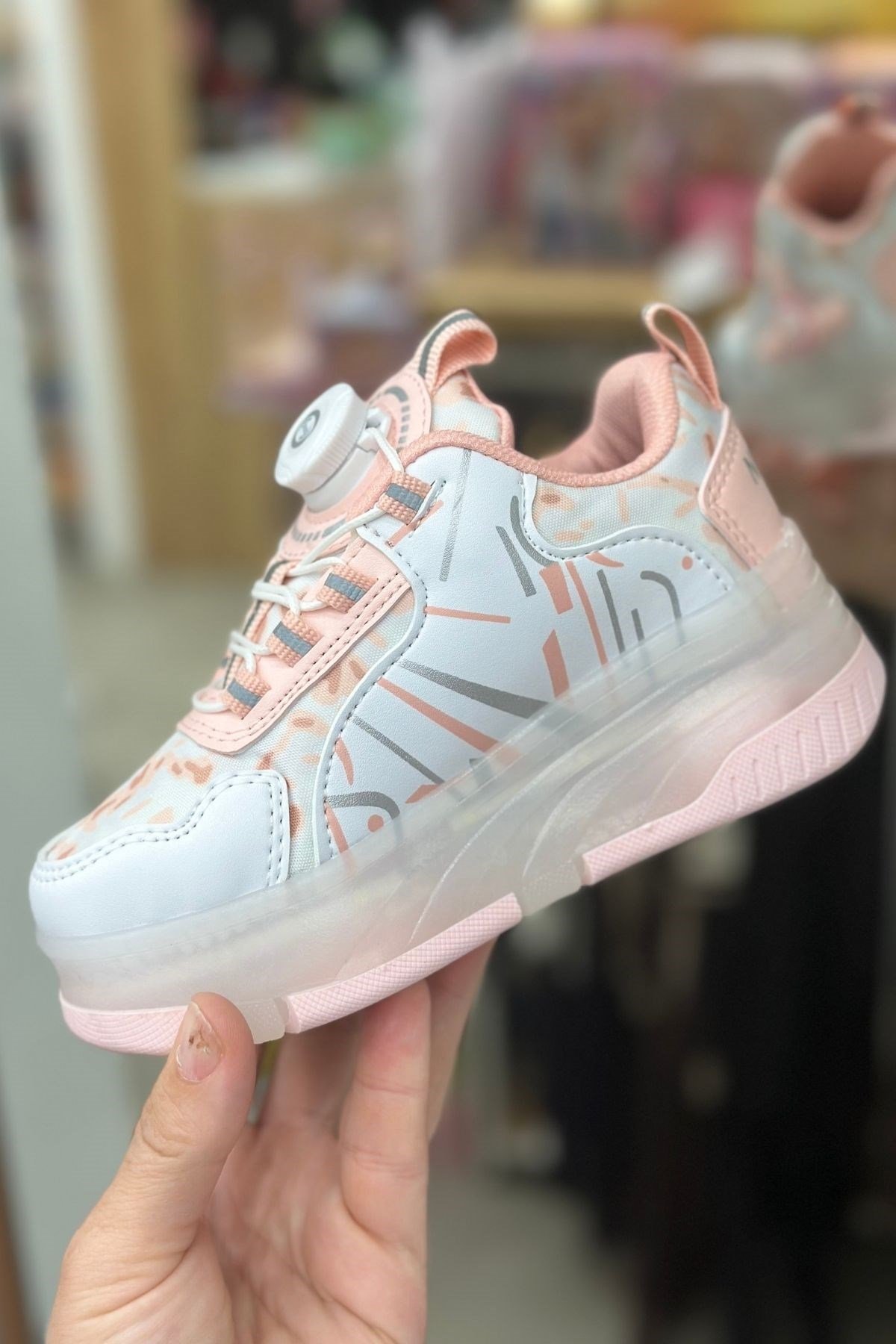 Patenli Çocuk Spor Ayakkabı Model 7 - Pembe -Somon