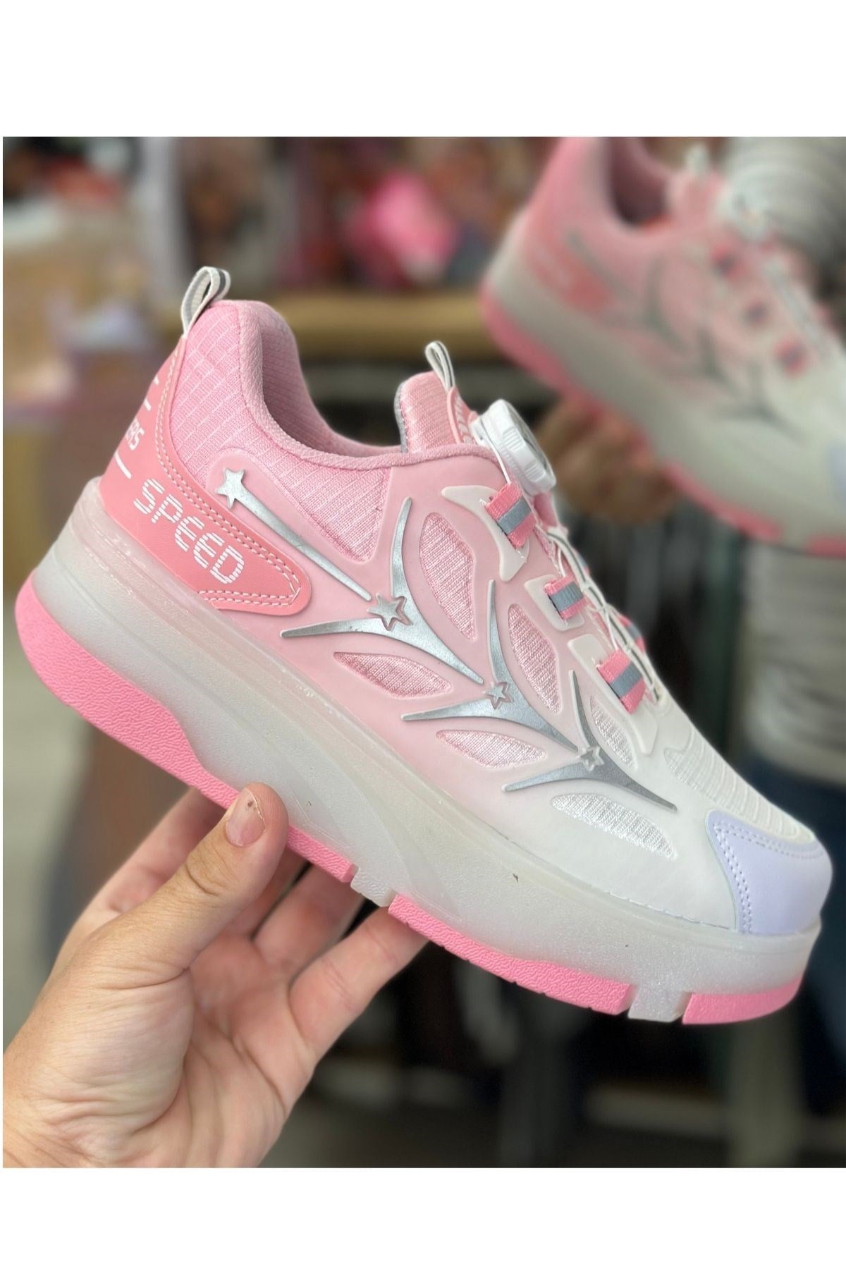 Patenli Yetişkin Çocuk Spor Ayakkabı Model 1 - Pembe