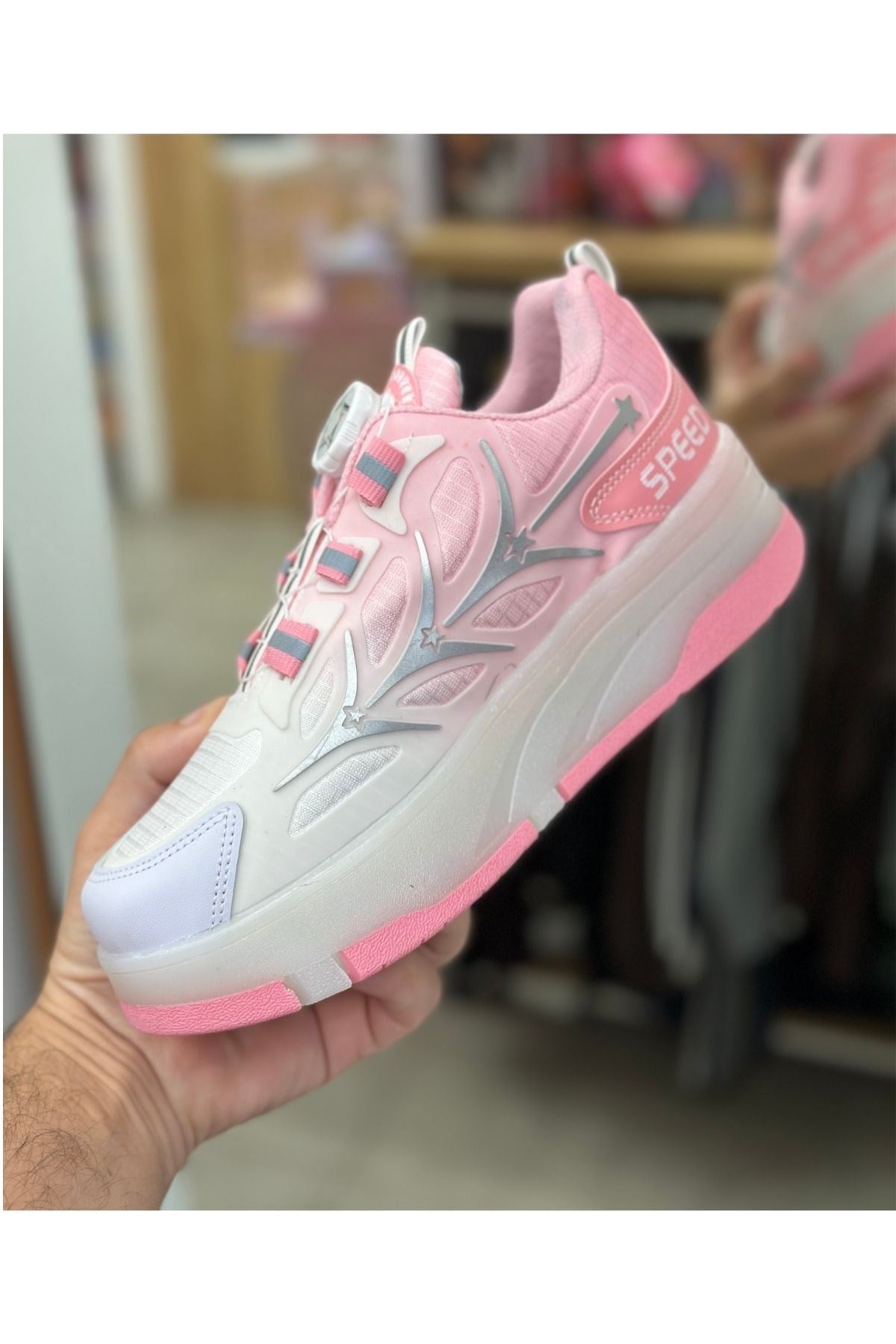 Patenli Yetişkin Çocuk Spor Ayakkabı Model 1 - Pembe