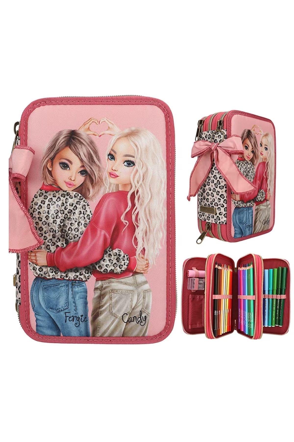 TOPModel 3 Katlı İçi Dolu Kalem Çantası Leoheart - Fergie ve Candy- 413639