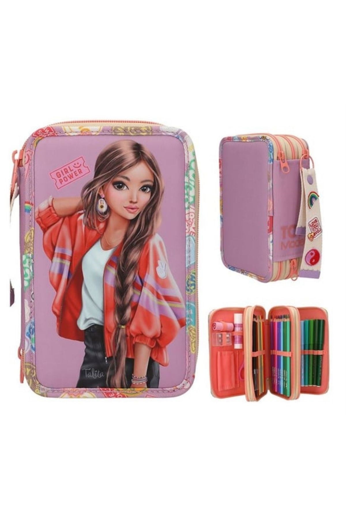 TOPModel 3 Katlı İçi Dolu Kalem Çantası Girl Power - Talita - 413283