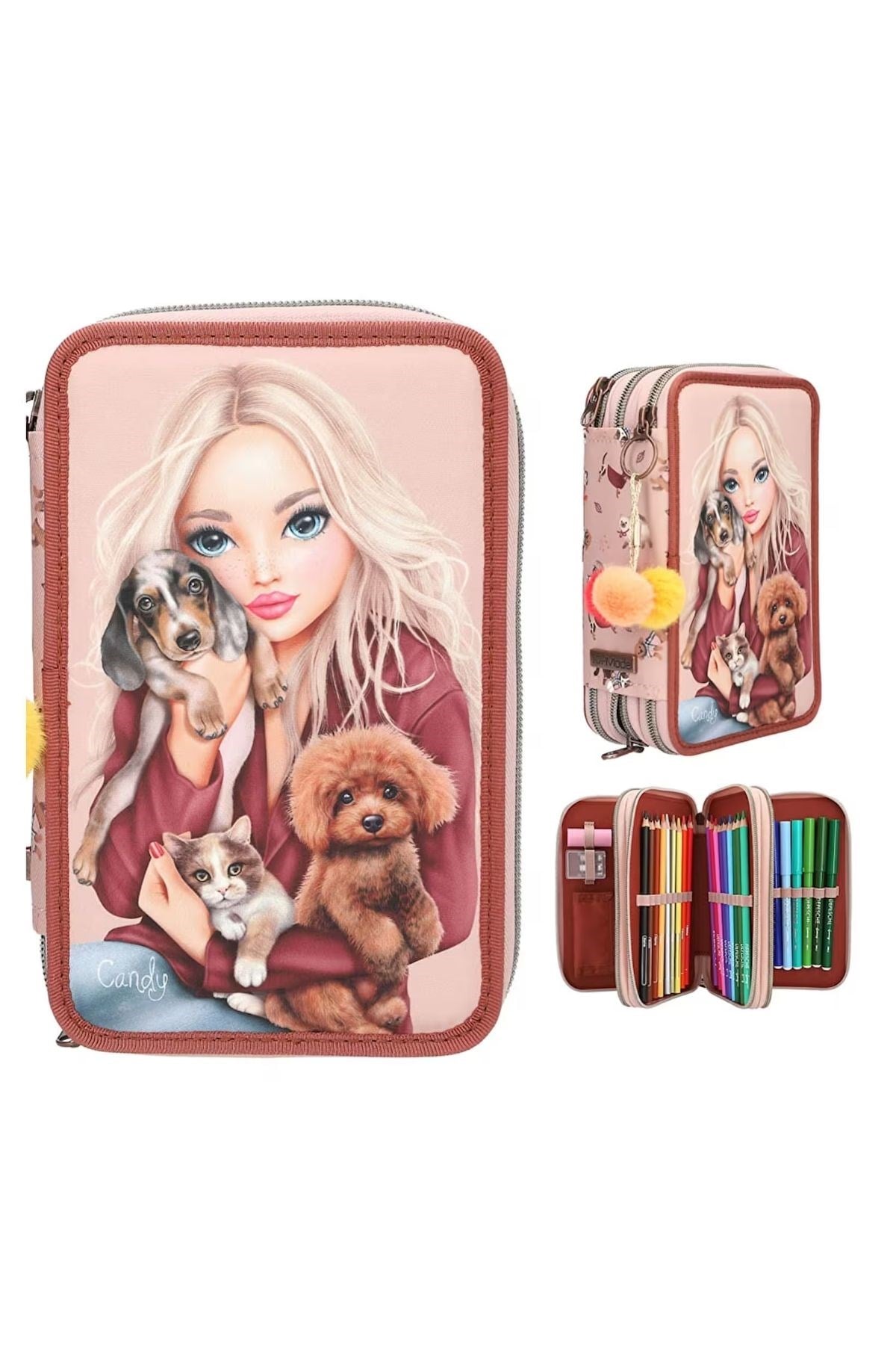 TOPModel 3 Katlı İçi Dolu Kalem Kutusu Fur Ever Friends - Candy- 413673