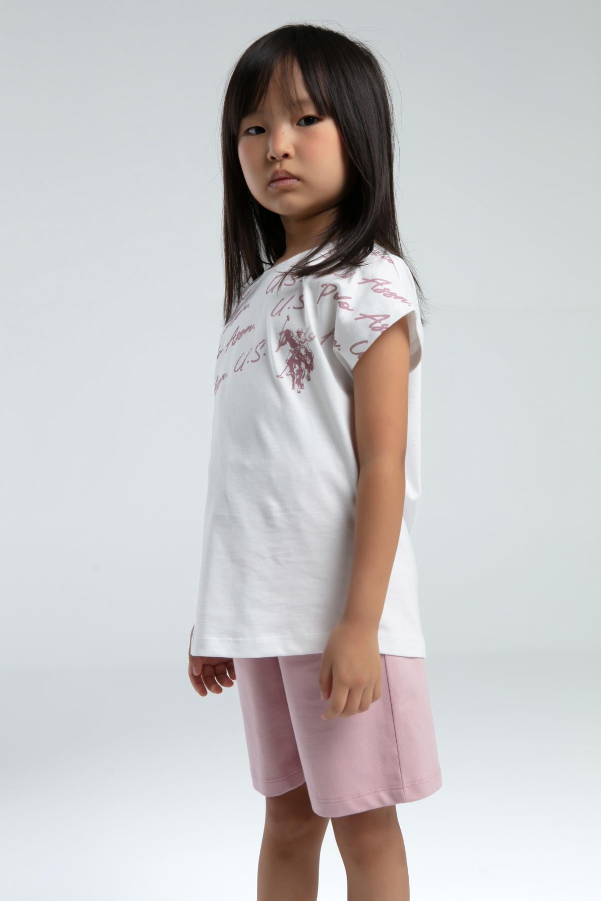 U.S. Polo Assn. Kız Çocuk Şortlu Takım - Gül Kurusu-Ekru