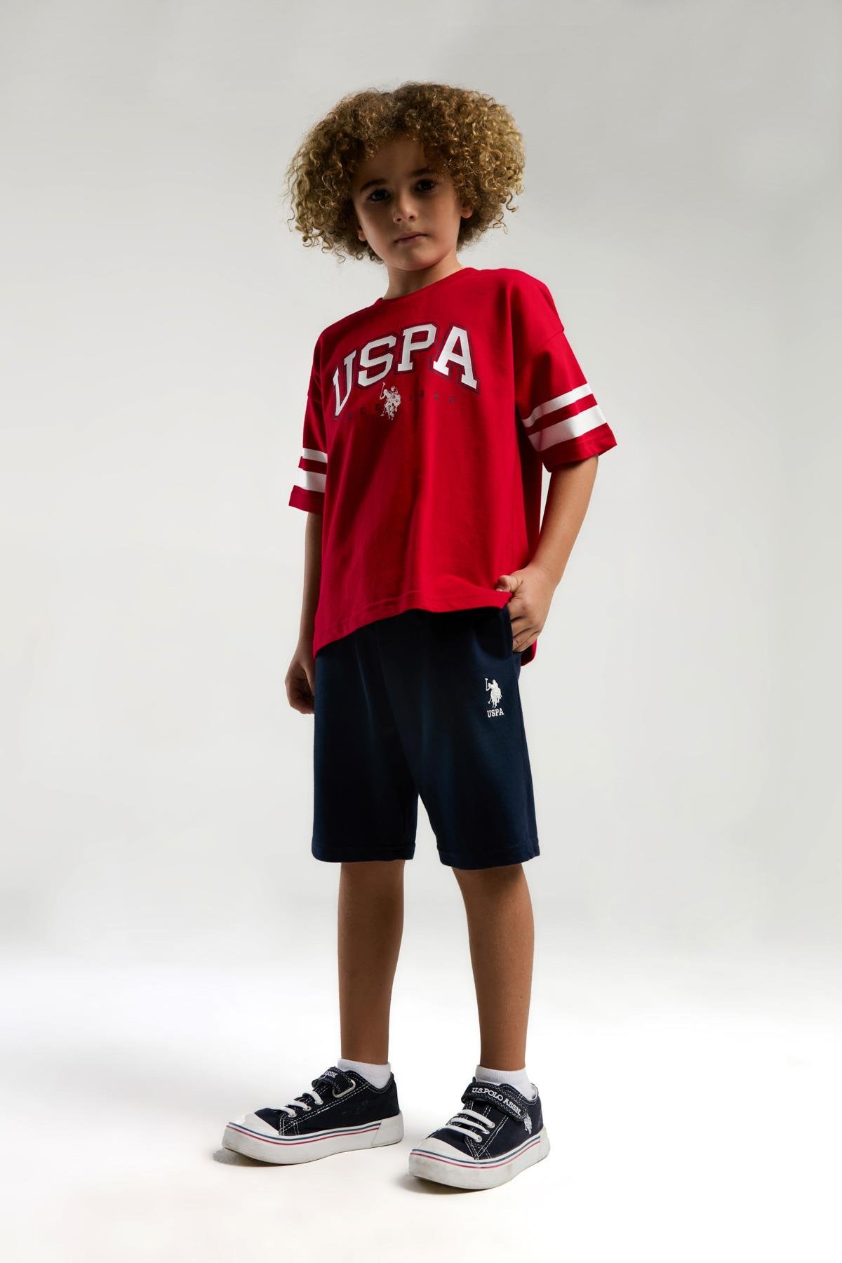 U.S. Polo Assn. Erkek Çocuk Şortlu Takım - Kırmızı