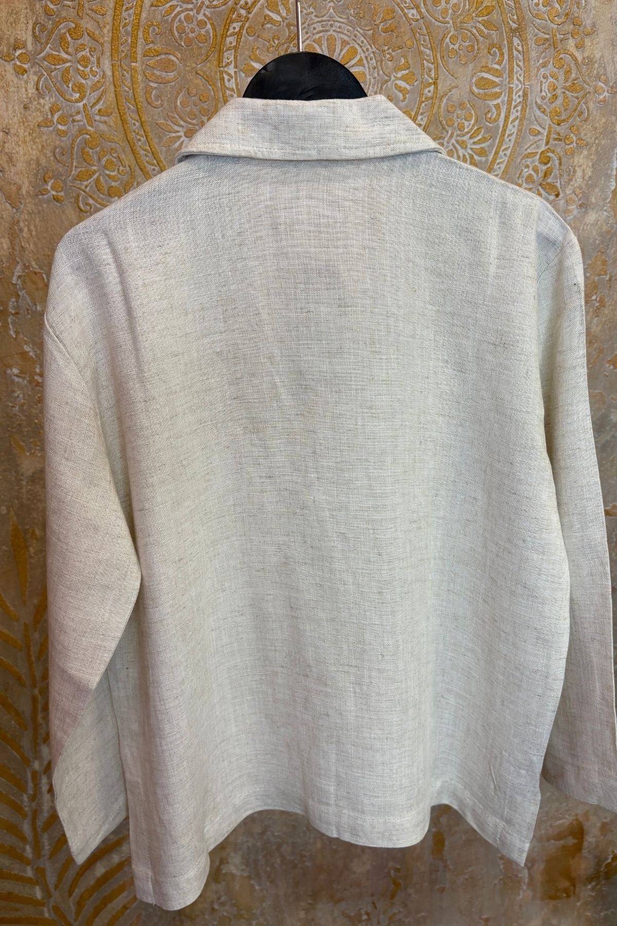 Üniseks Çocuk Naturel Keten Oversize Ceket-Bej