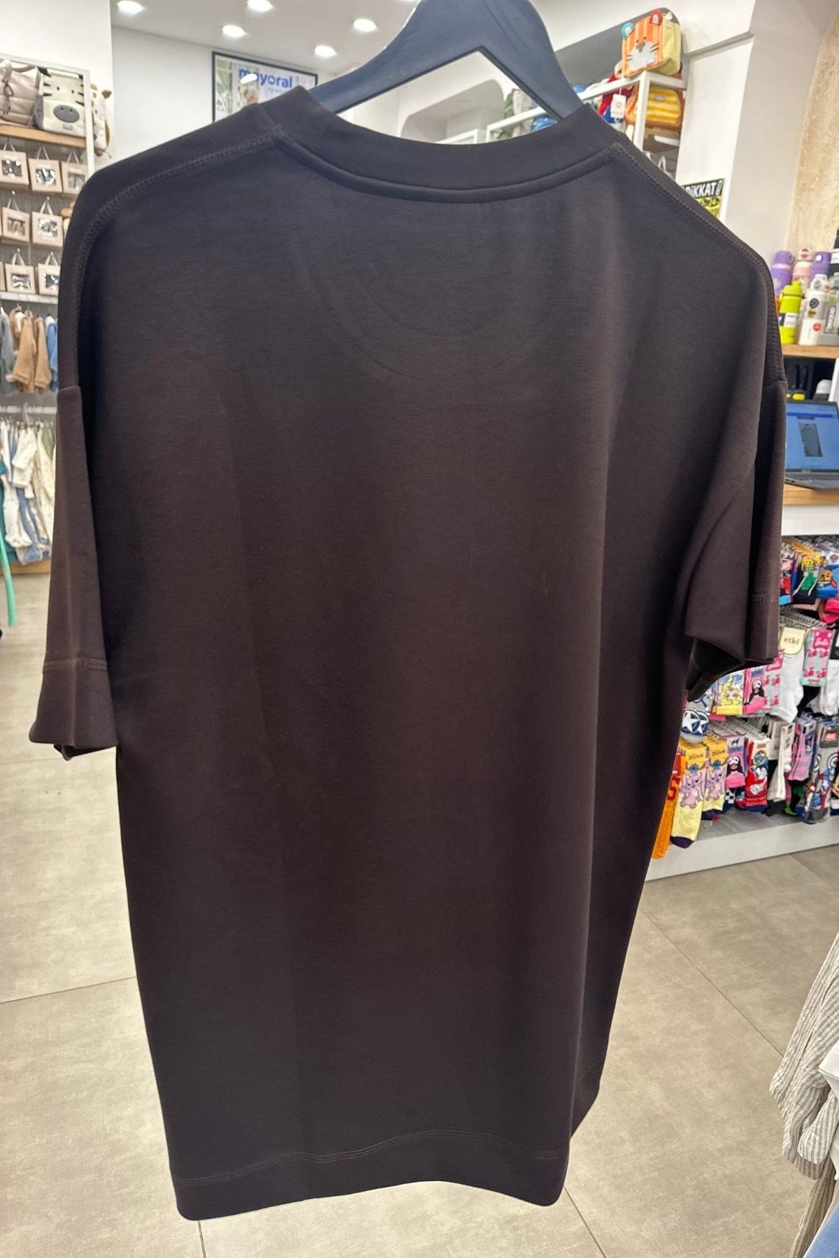 Yetişkin Erkek Düz Oversize Tshirt - Kahve