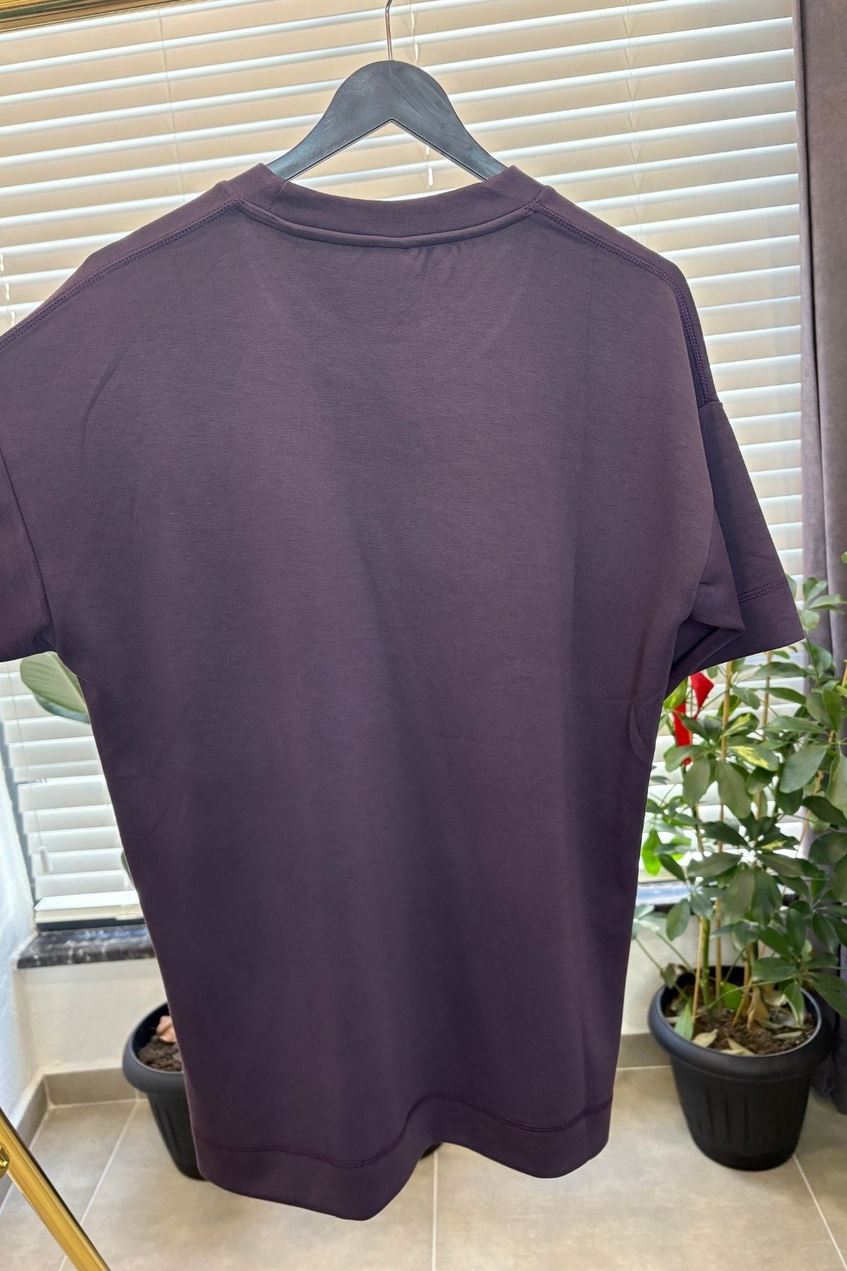 Yetişkin Erkek Düz Oversize Tshirt - Mor