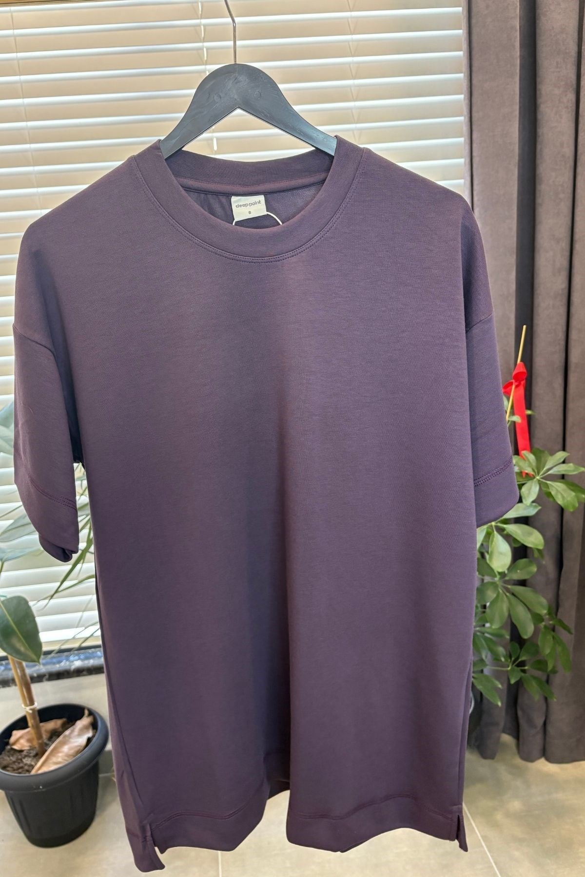 Yetişkin Erkek Düz Oversize Tshirt - Mor