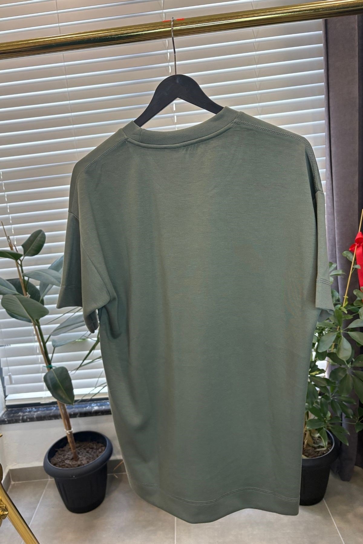Yetişkin Erkek Düz Oversize Tshirt - Yeşil