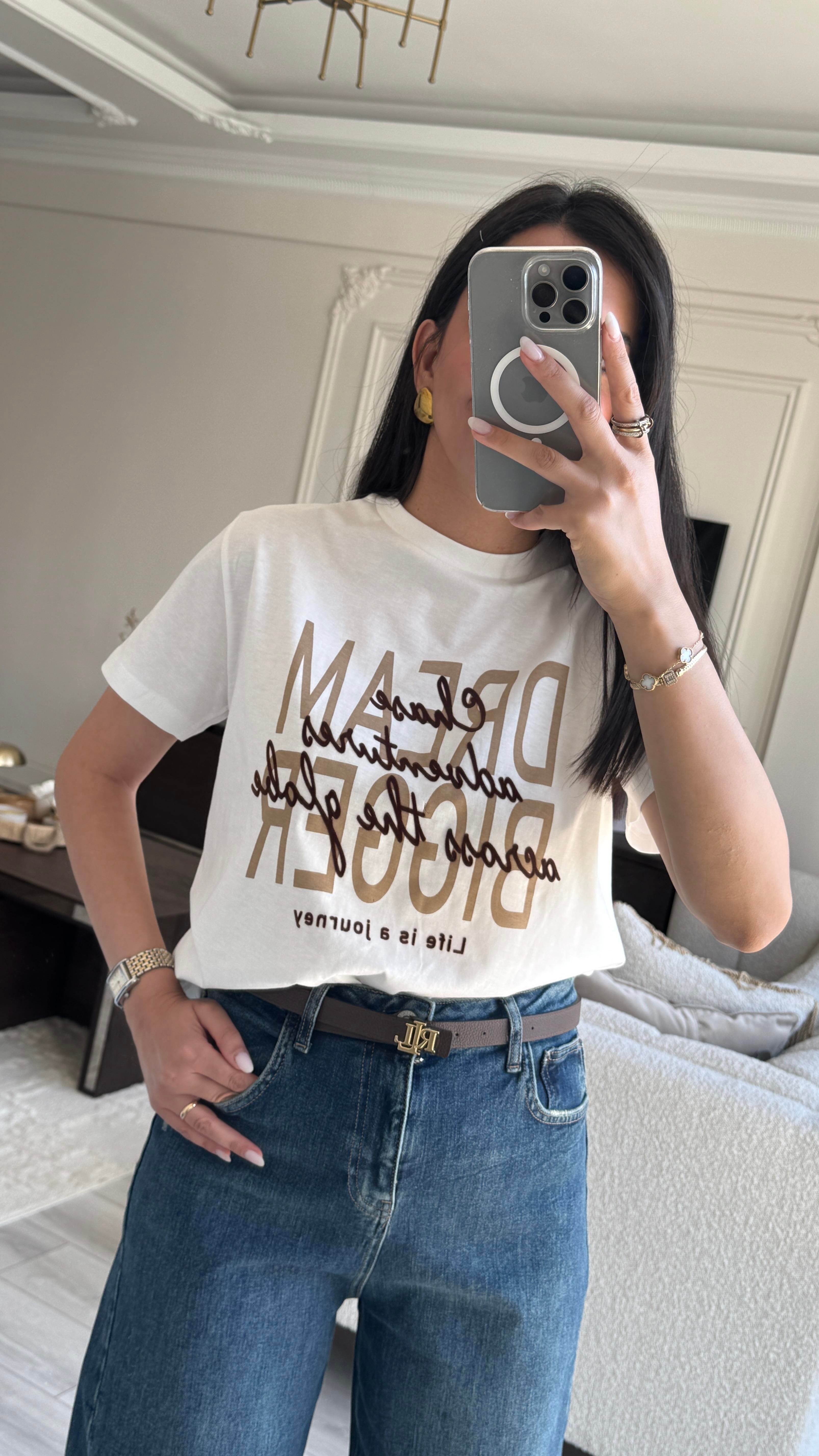 Baskılı Kahve Desenli Tshirt