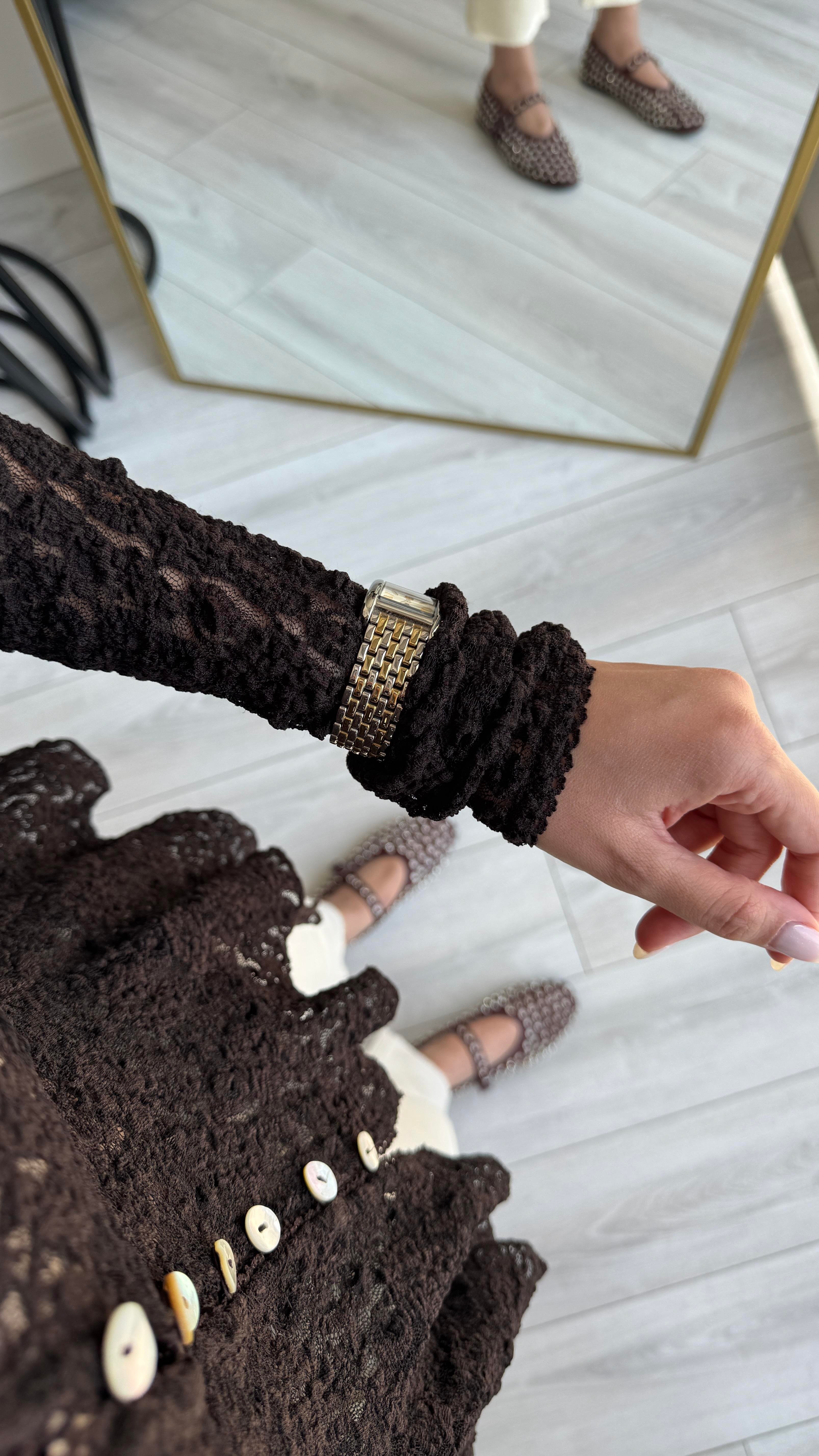 Dilvin Dantelli Verev Bluz - Kahverengi