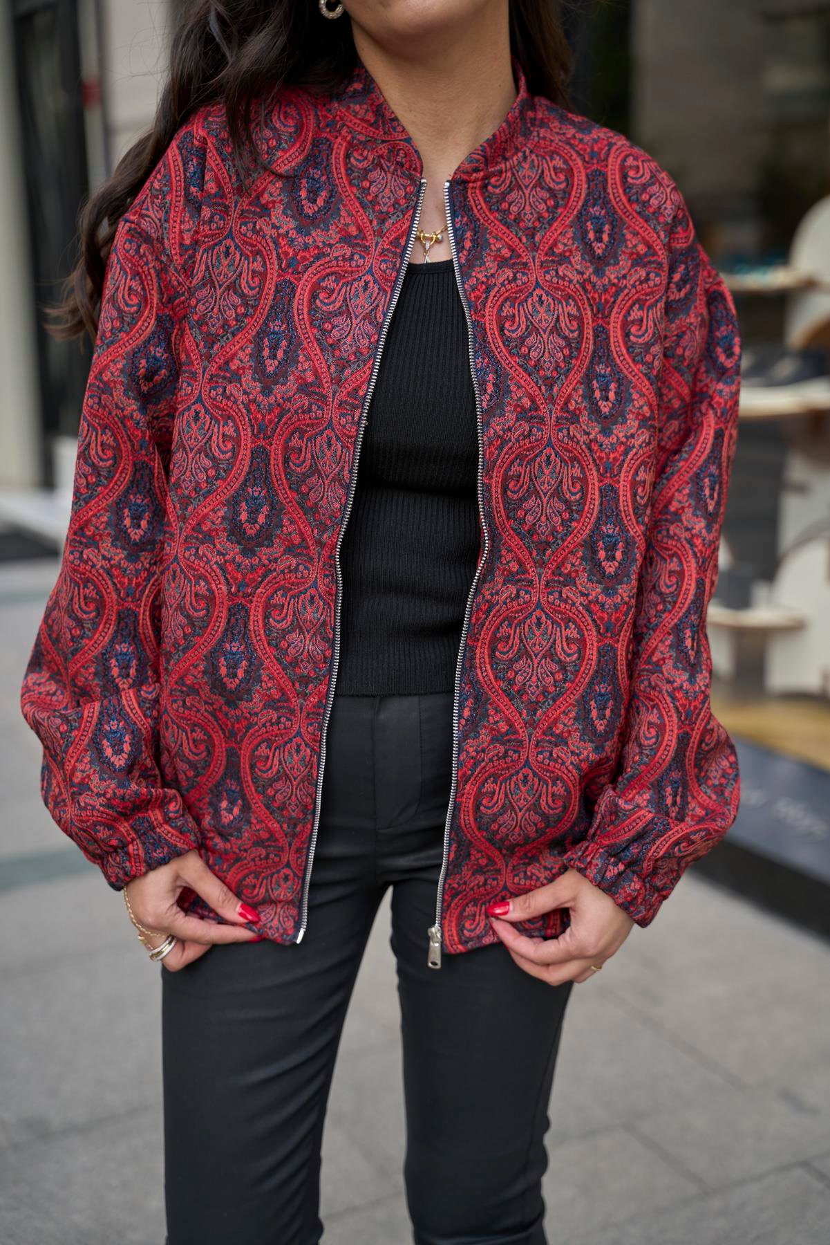 Etnik Desen Bomber Mont