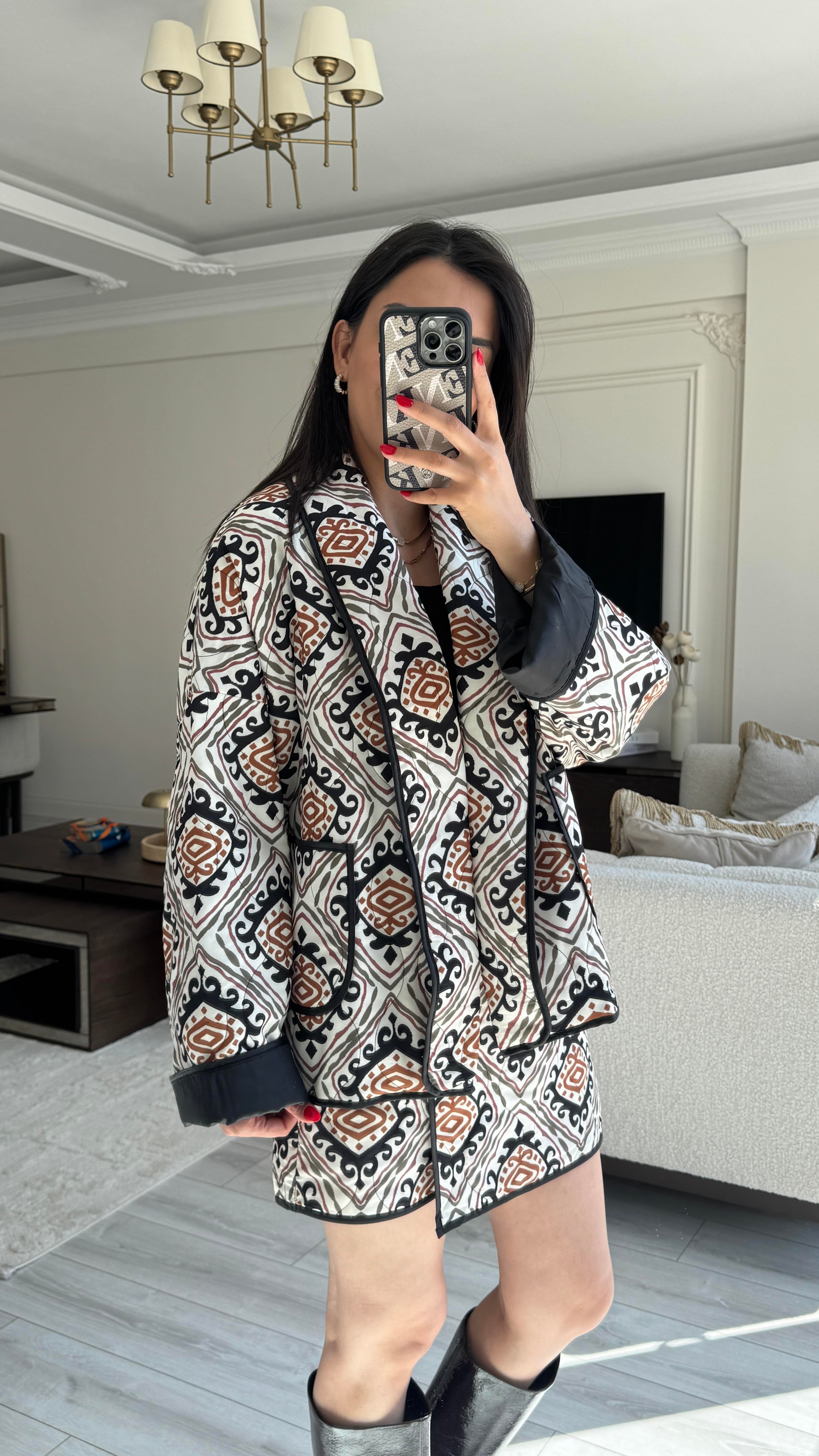 Etnik Desen Şort Etekli Takım 