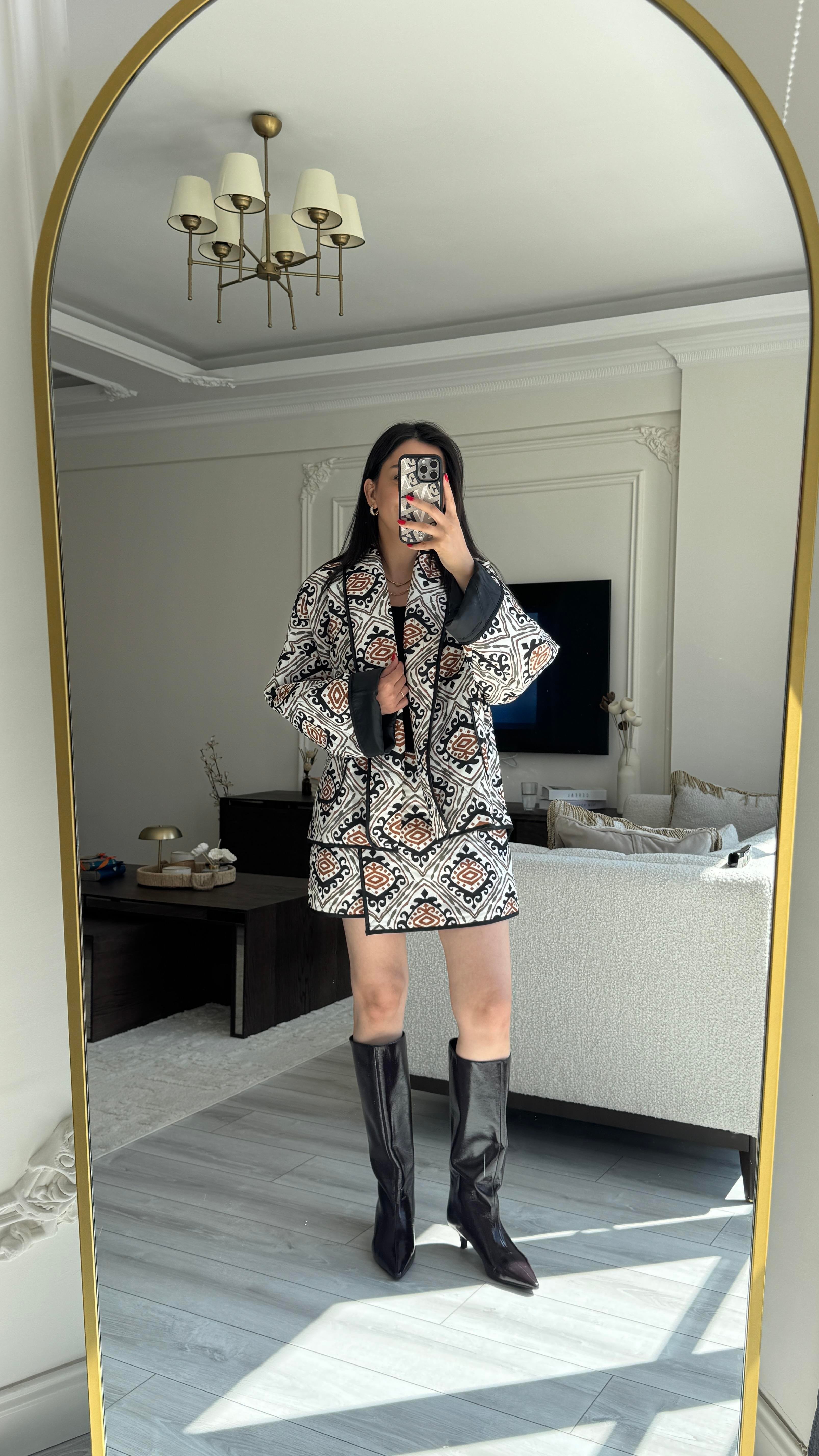 Etnik Desen Şort Etekli Takım 