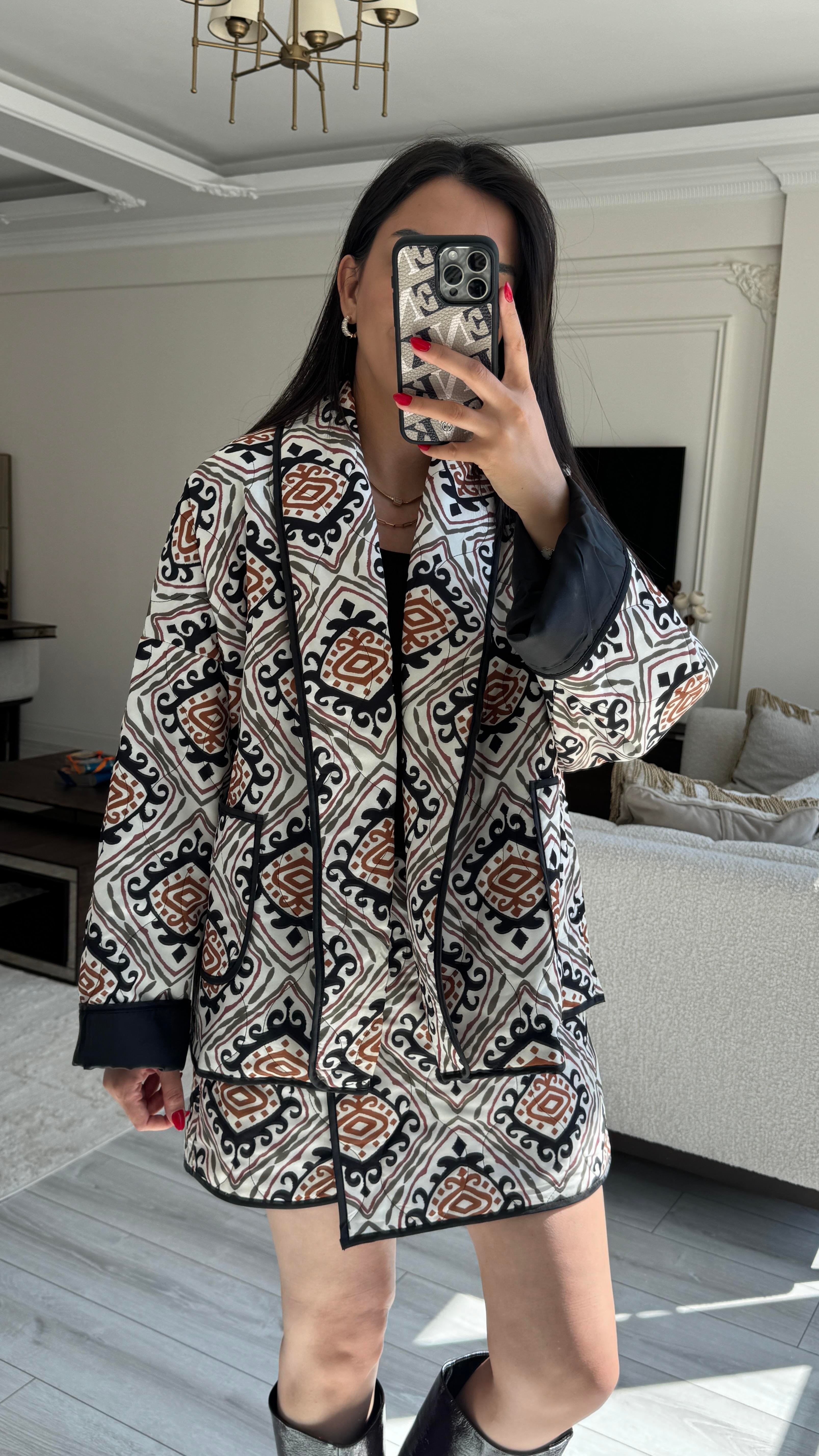 Etnik Desen Şort Etekli Takım 