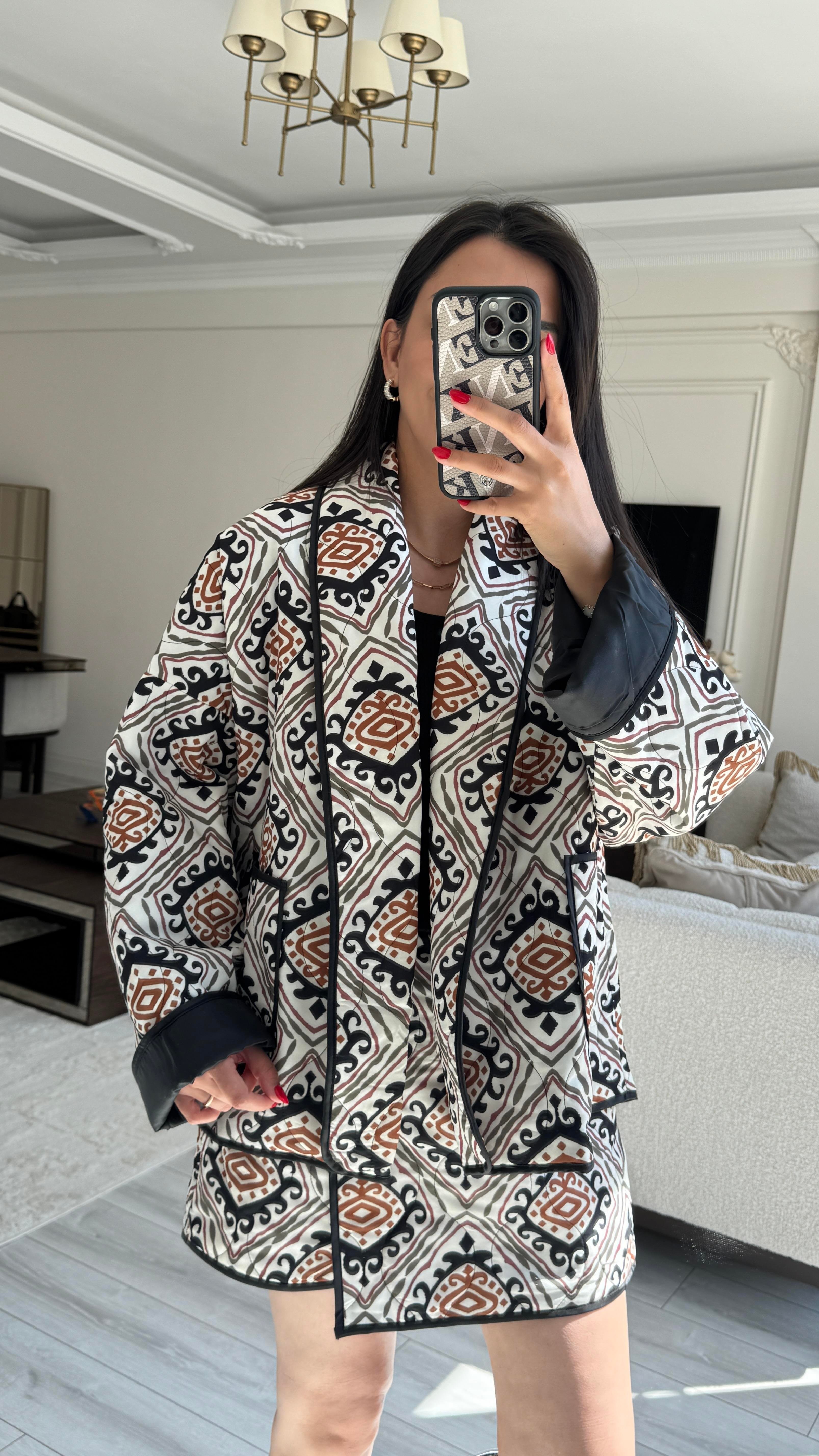 Etnik Desen Şort Etekli Takım 