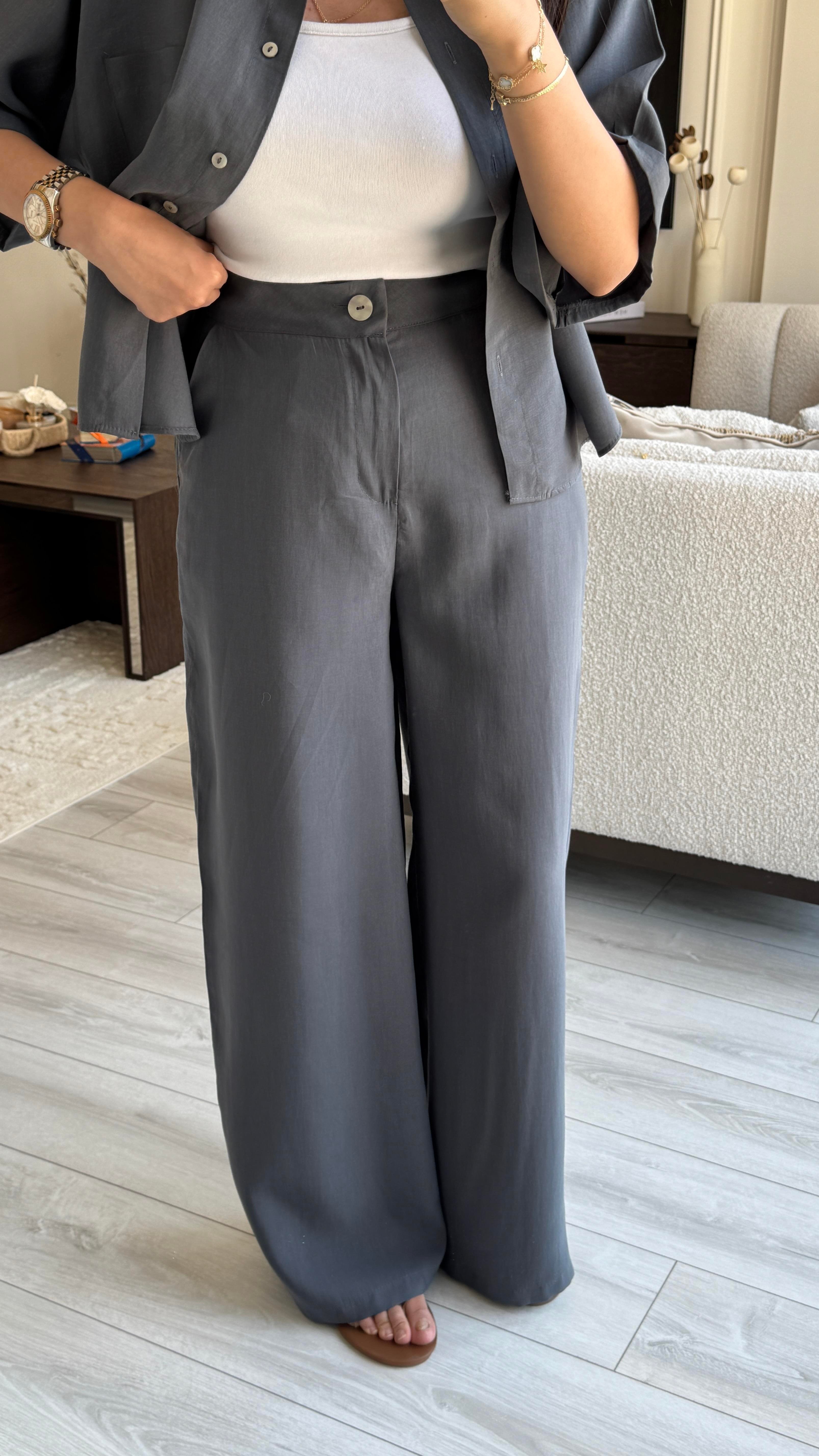 Gömlekli Kısa Kol Takım - Antrasit