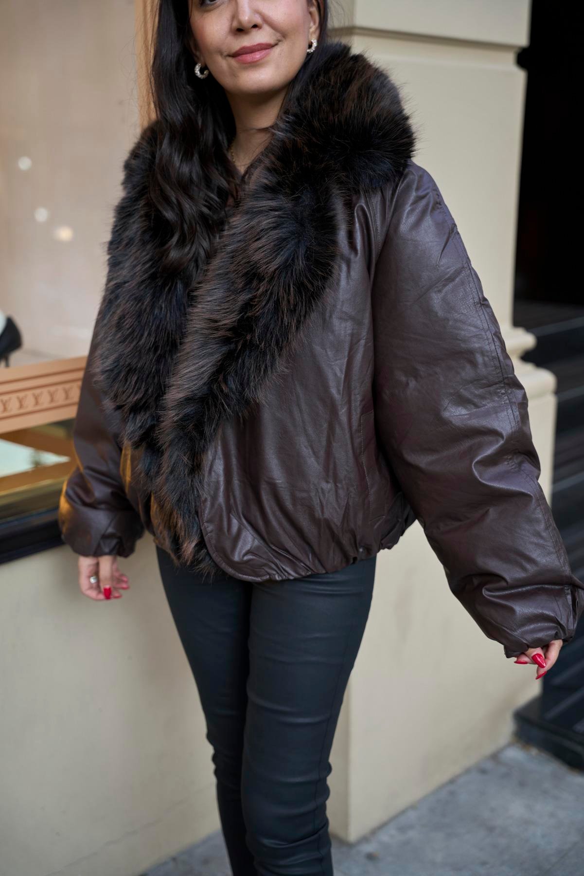 İthal Kürklü Çift Taraflı Şişme Mont 