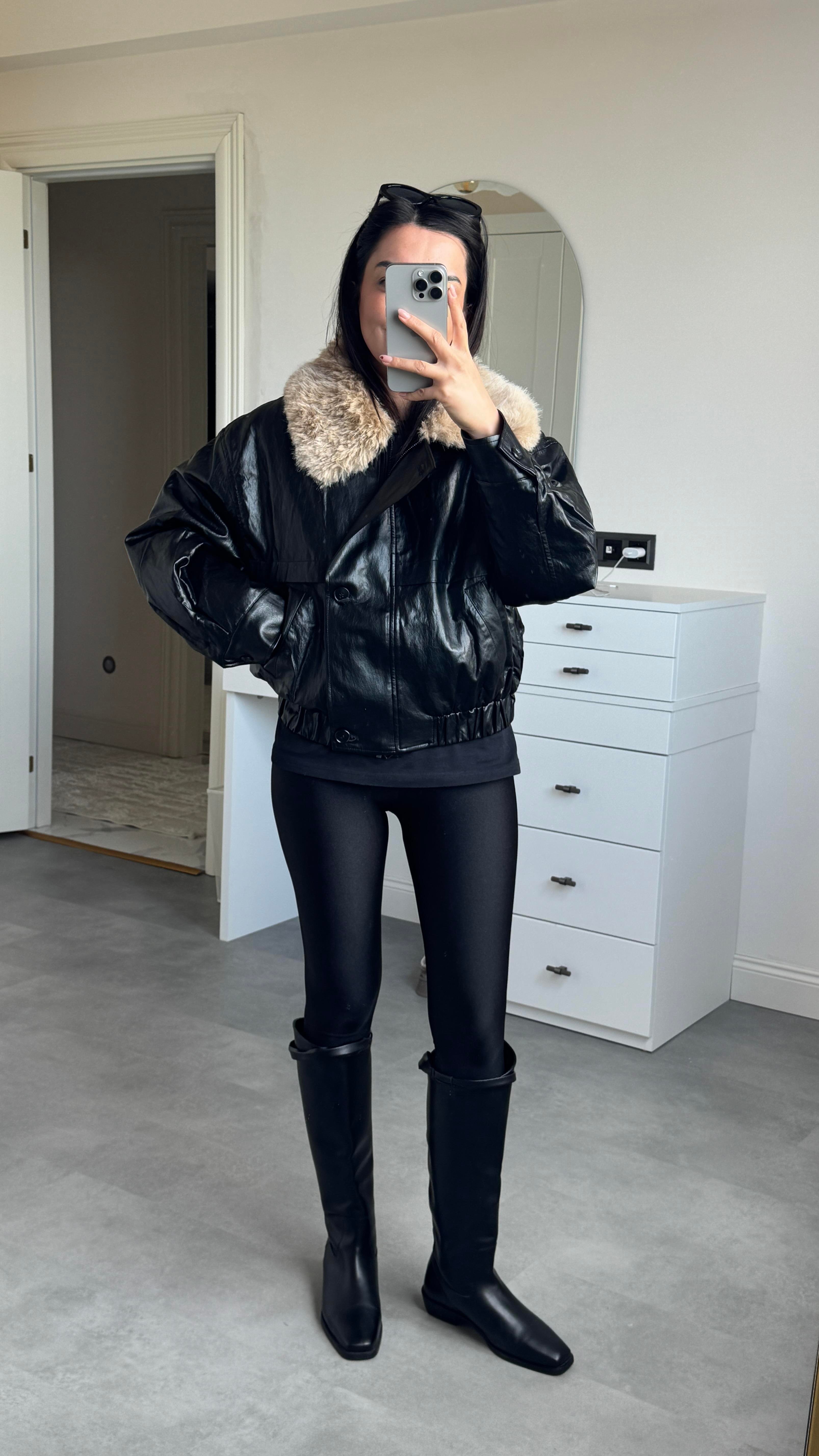 İthal Kürklü Deri Bomber Mont 