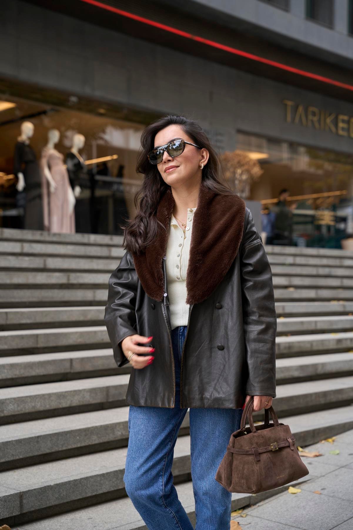 İthal Kürklü Kruvaze Mont 