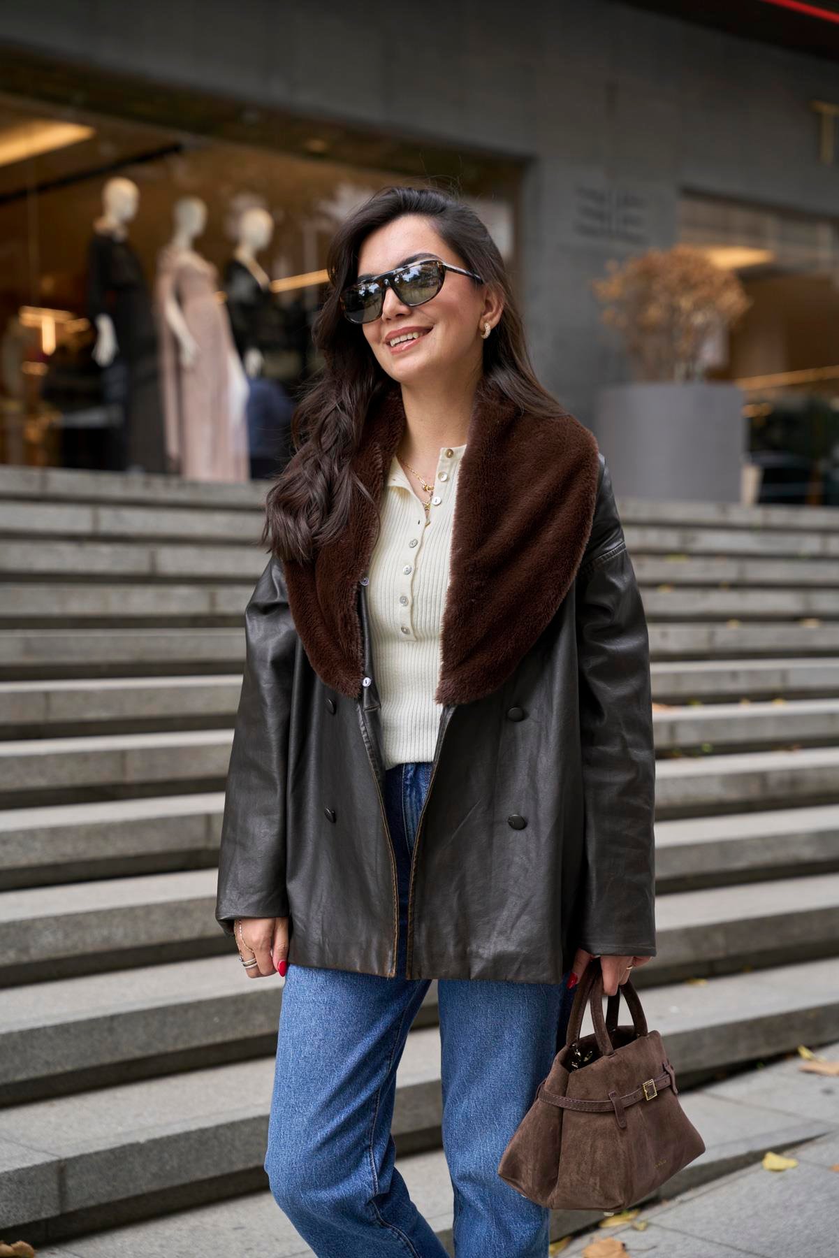 İthal Kürklü Kruvaze Mont 