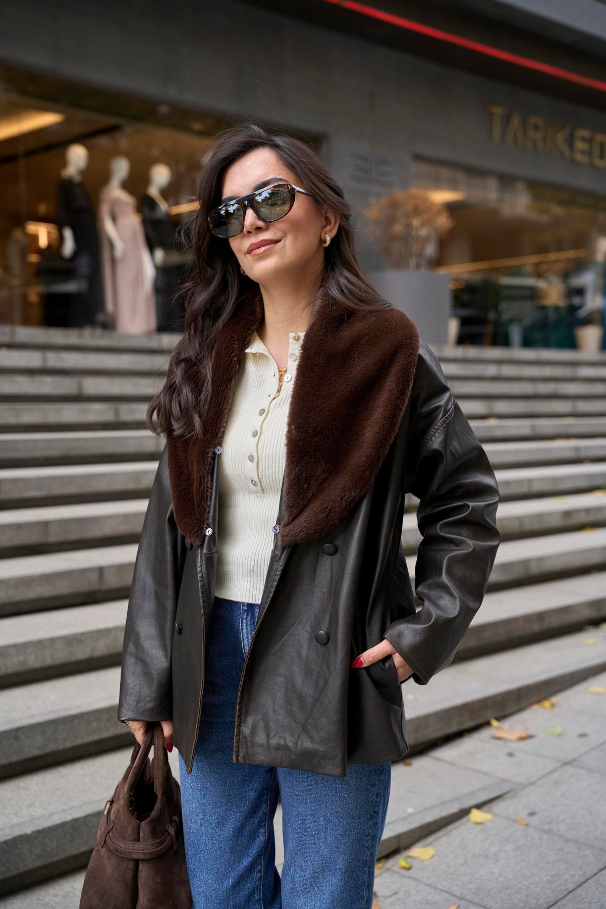 İthal Kürklü Kruvaze Mont 