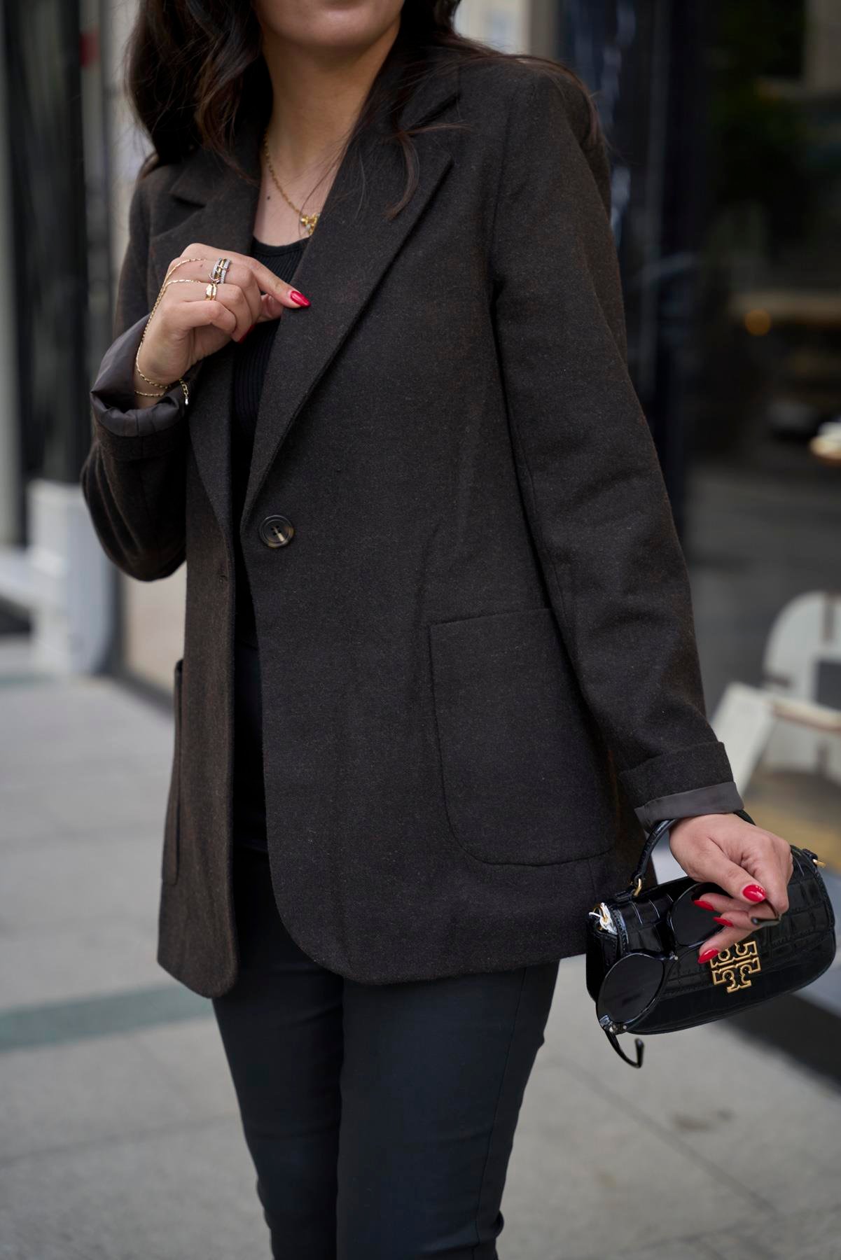 Kaşe Klasik Blazer Ceket - Kahve 