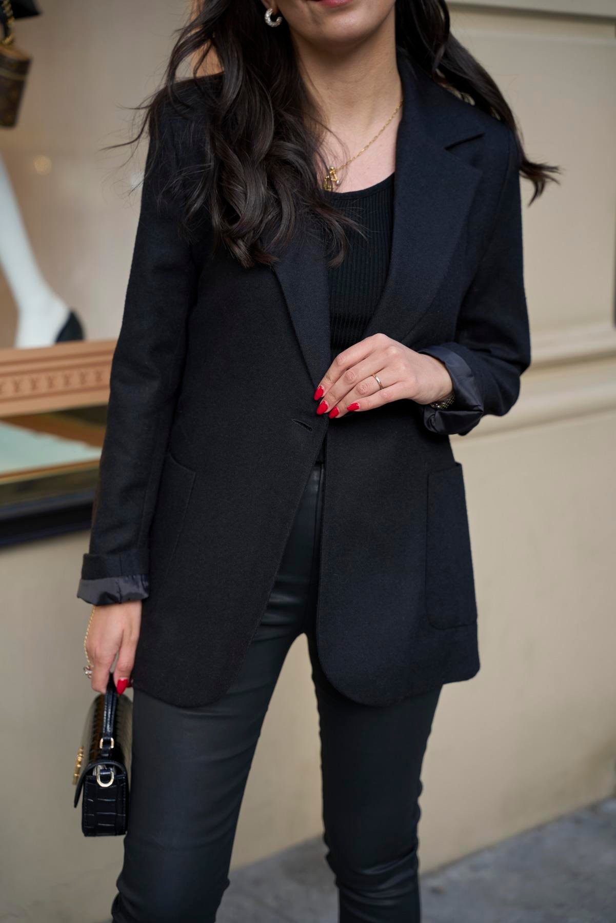 Kaşe Klasik Blazer Ceket - Siyah