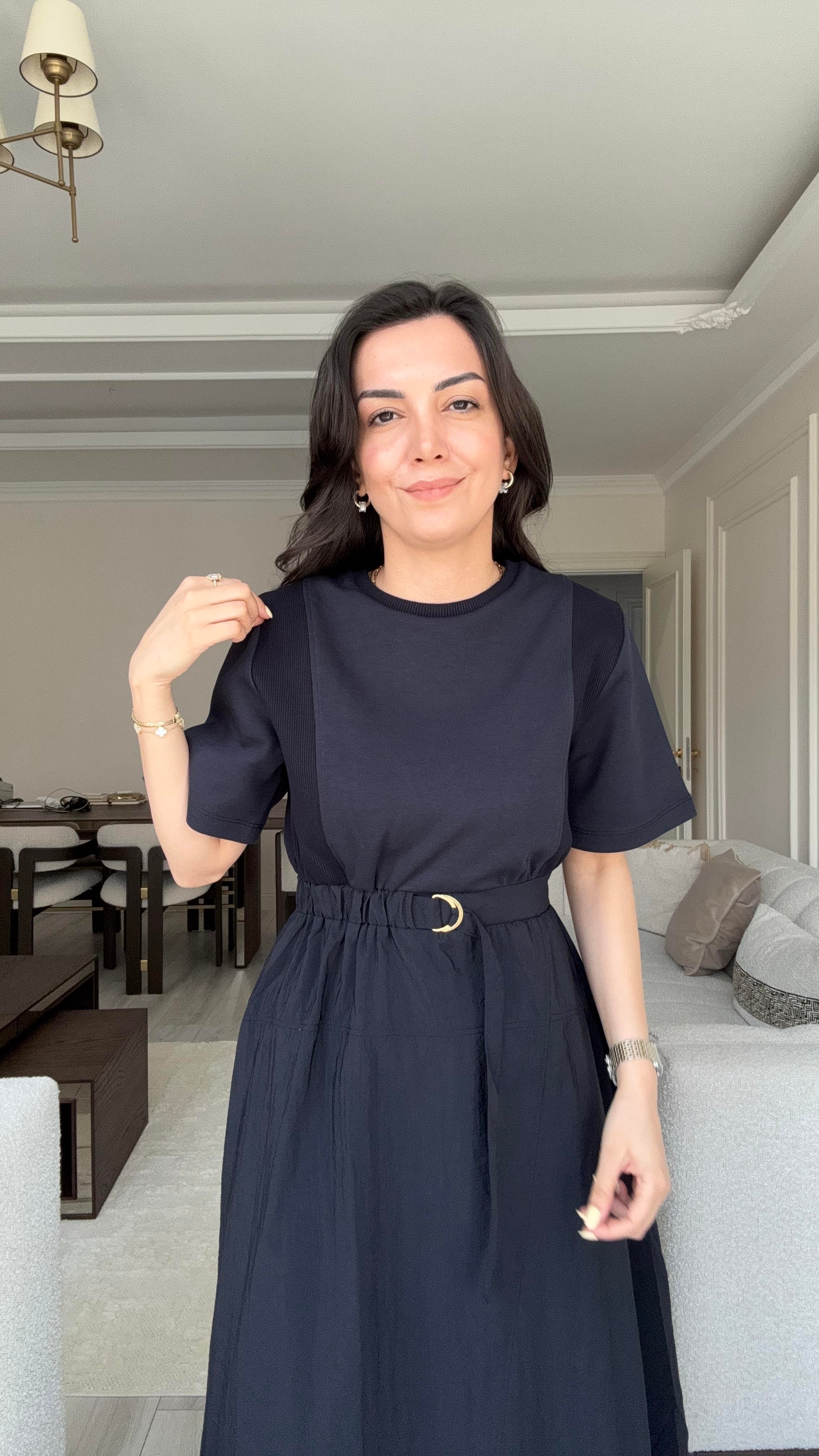 Kemer Detayı Midi Elbise - Laci